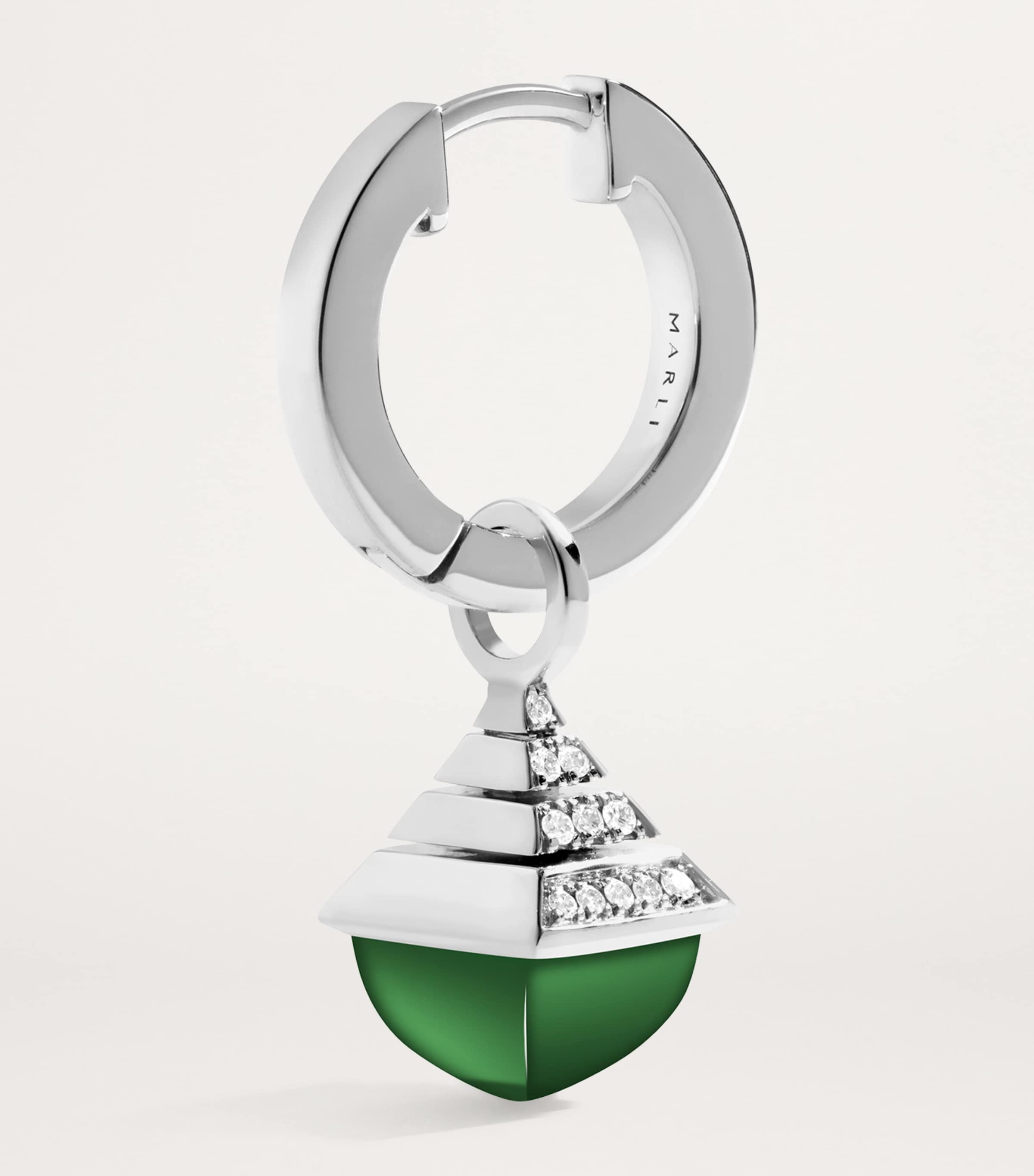 Mini White Gold, Diamond and Agate Cleo Rev Drop Earrings WHITE GOLD Image 3