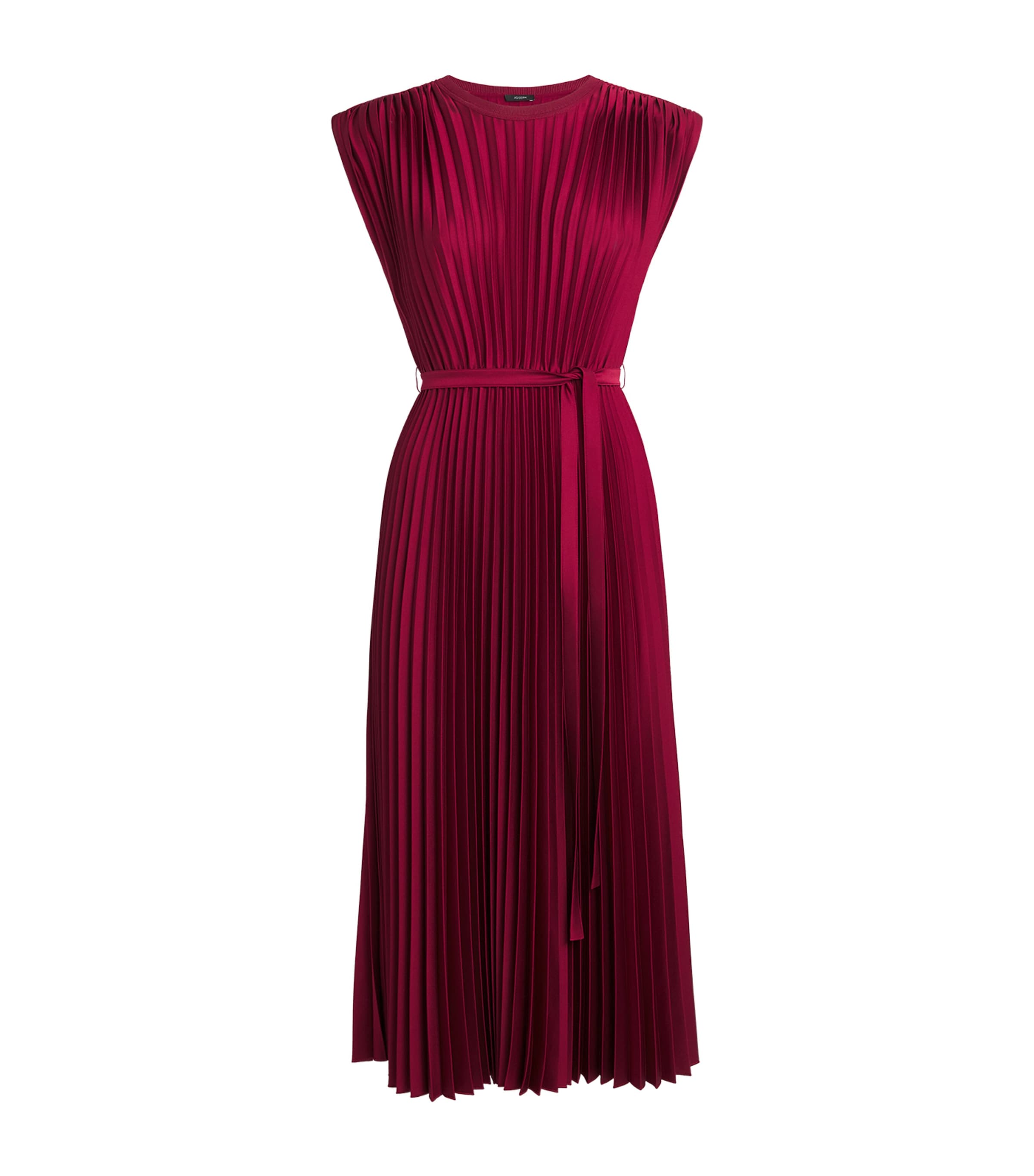 Joseph Volta Knit Weave Plissé Midi Dress In Red