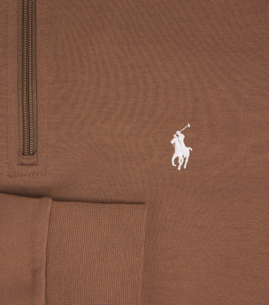Polo Ralph Lauren Mens Polo Pony Quarter-Zip Sweatshirt Luggage Brown Image 6