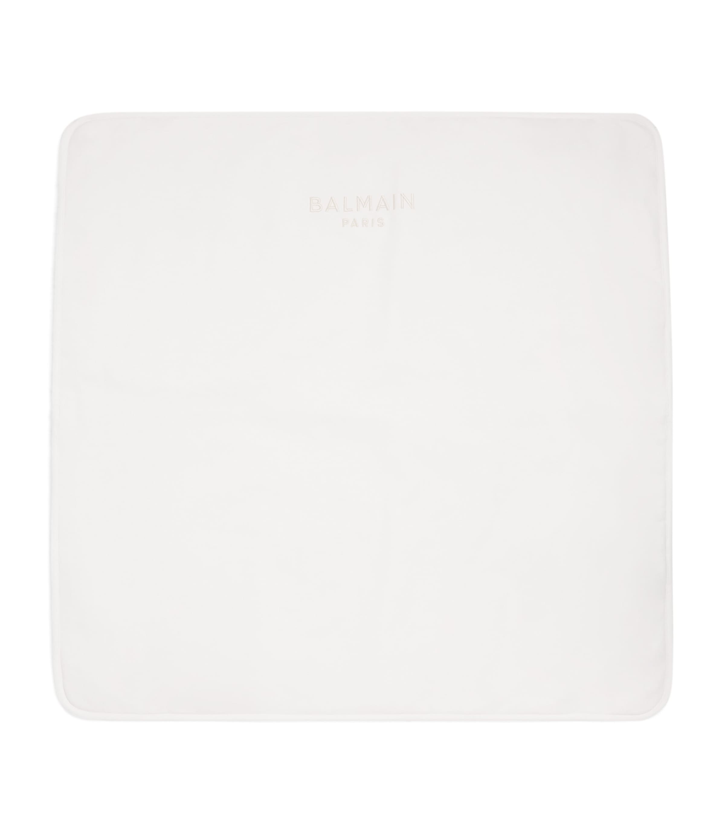 Cotton Monogram Blanket 100BG WHITE/BEIGE Image 1