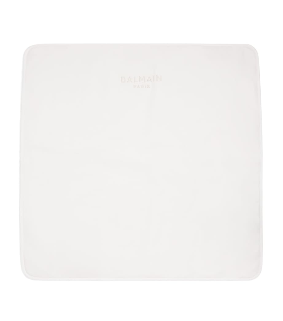 Cotton Monogram Blanket 100BG WHITE/BEIGE Image 1