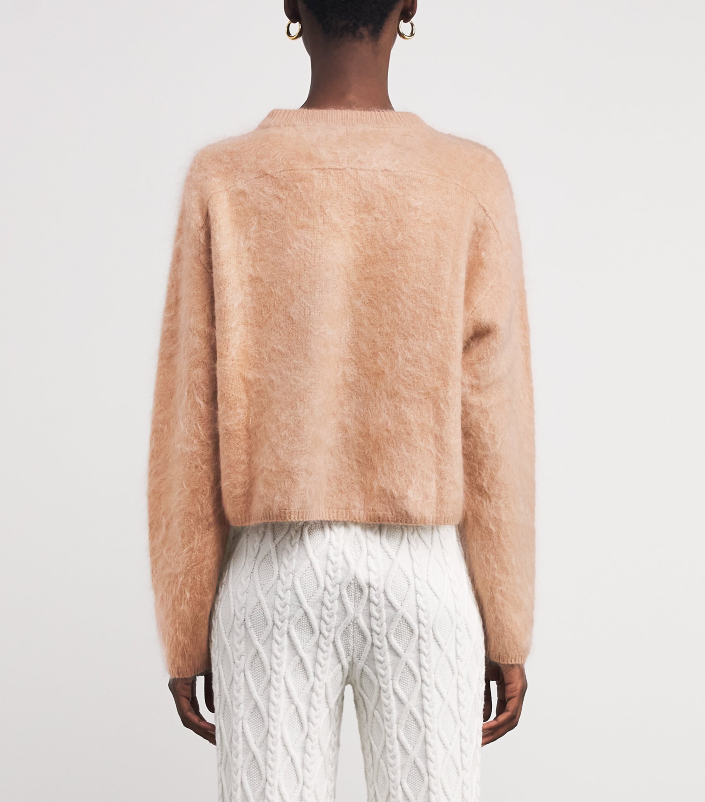 Soft Goat Womens Brushed Cashmere Crew-Neck Sweater Camel Image 4