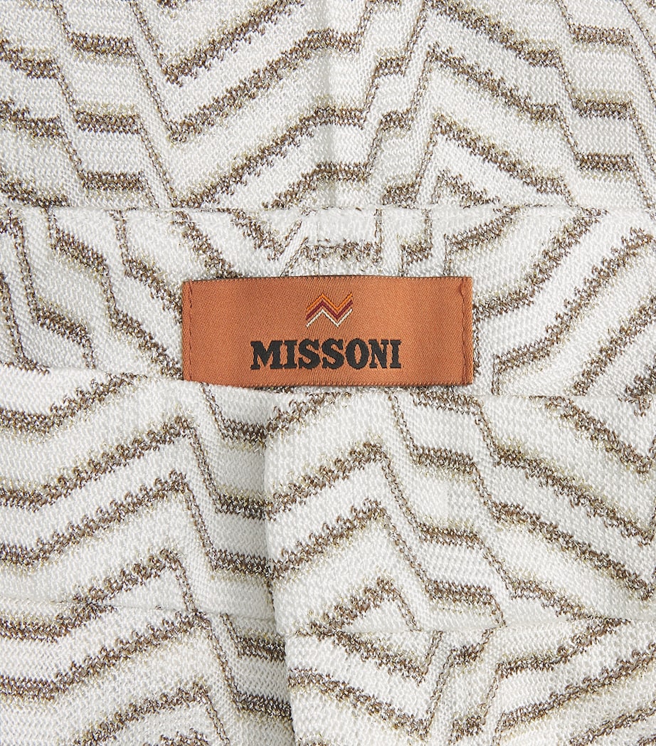 Missoni Womens Chevron Pleated Wide-Leg Trousers White And Gold Image 6