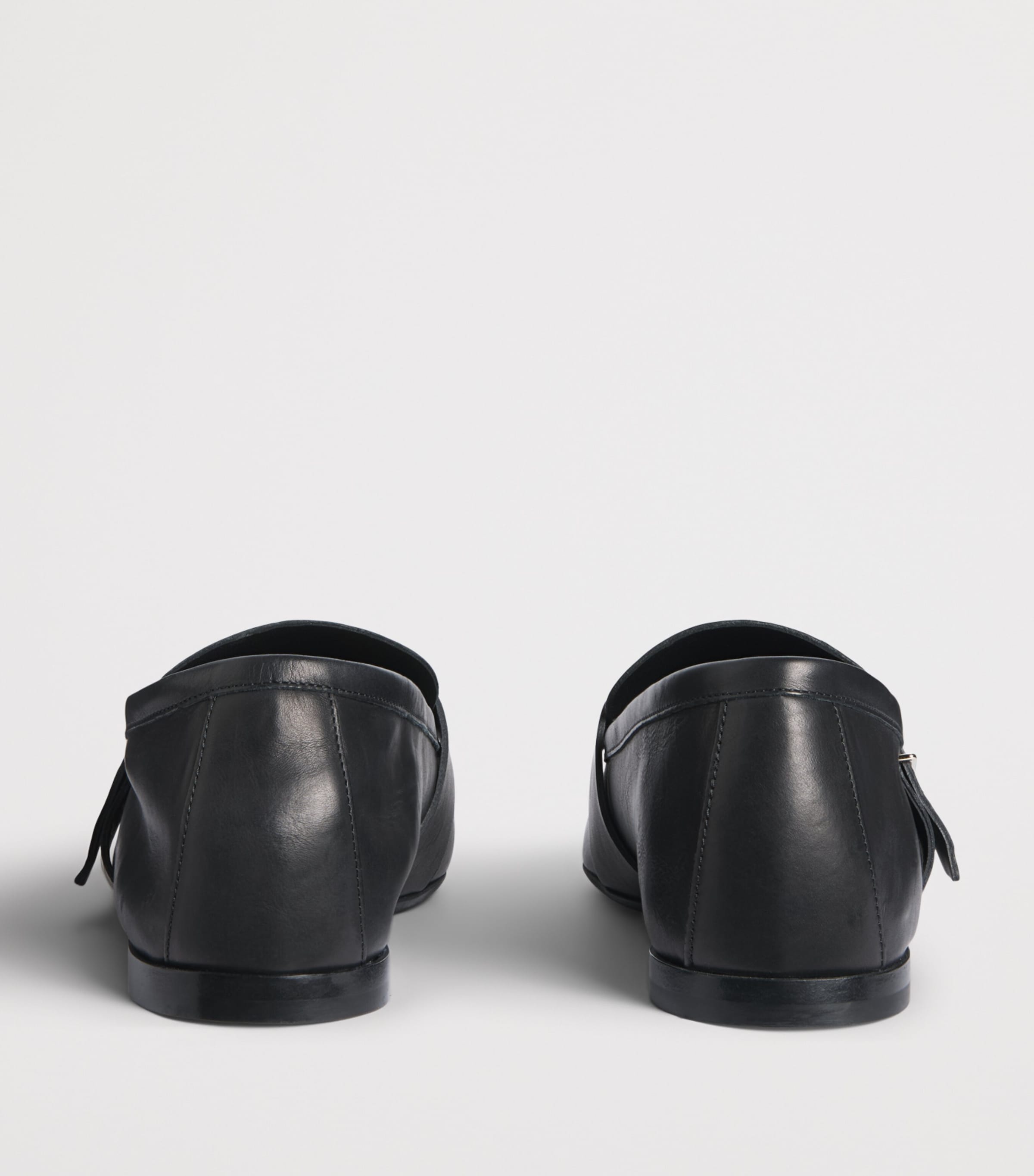 Max Mara Leather Fringe Loafers Black Image 5