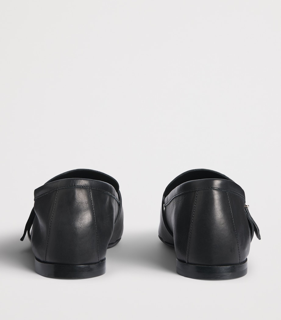 Max Mara Leather Fringe Loafers Black Image 5