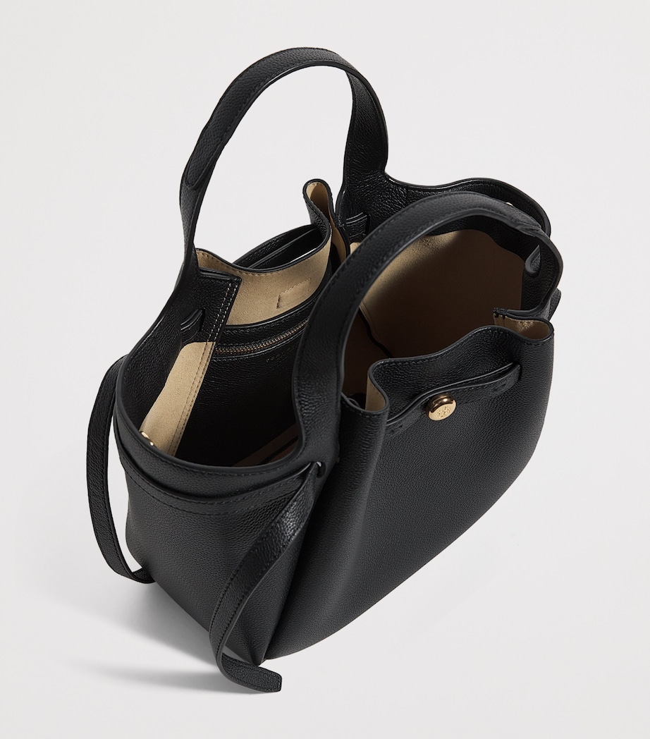 Small Leather Romy Tote Bag BLACK 001 Image 4