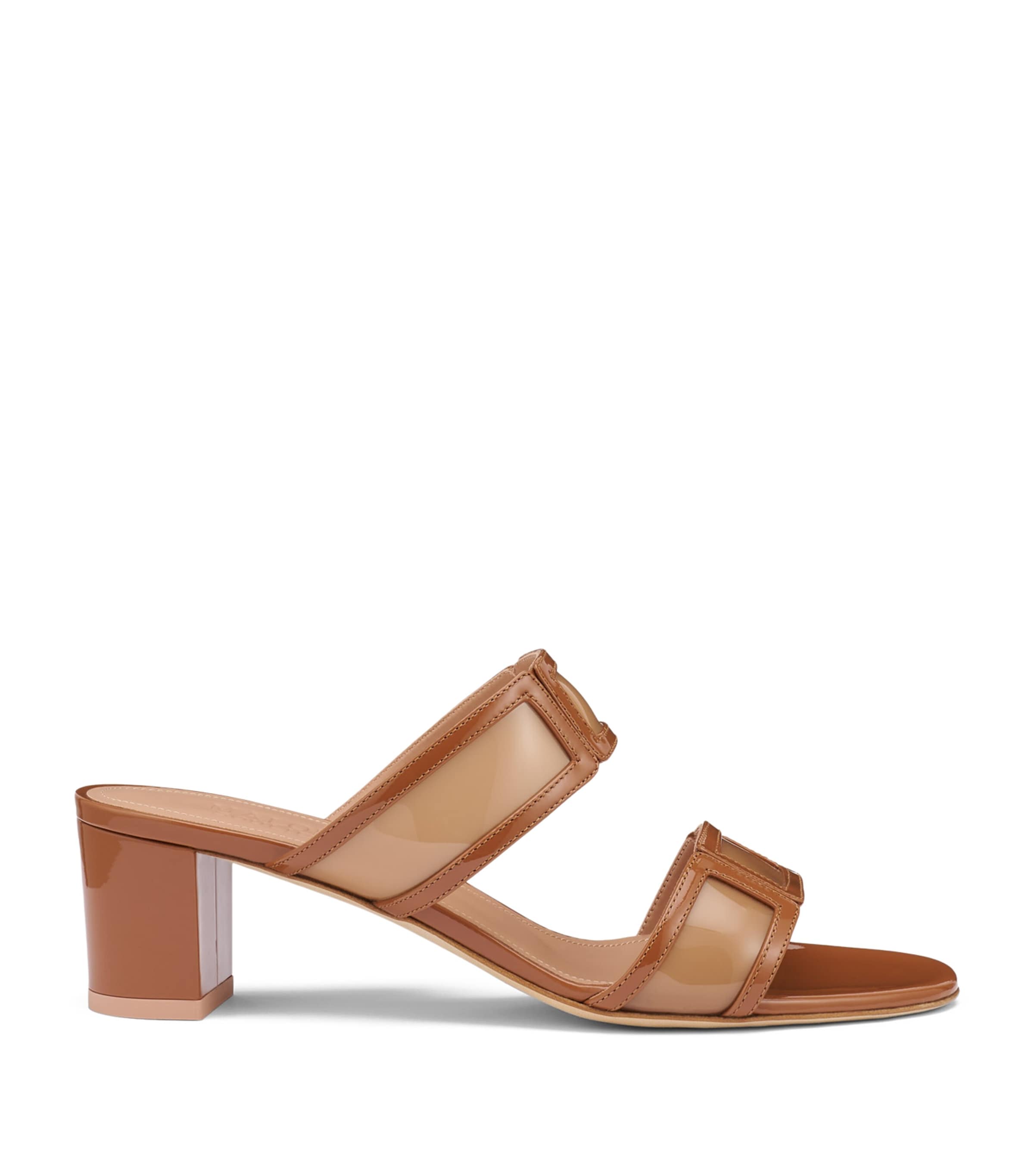 Malone Souliers Leather and PVC Loulou Heeled Mules 45 Caramel Image 1