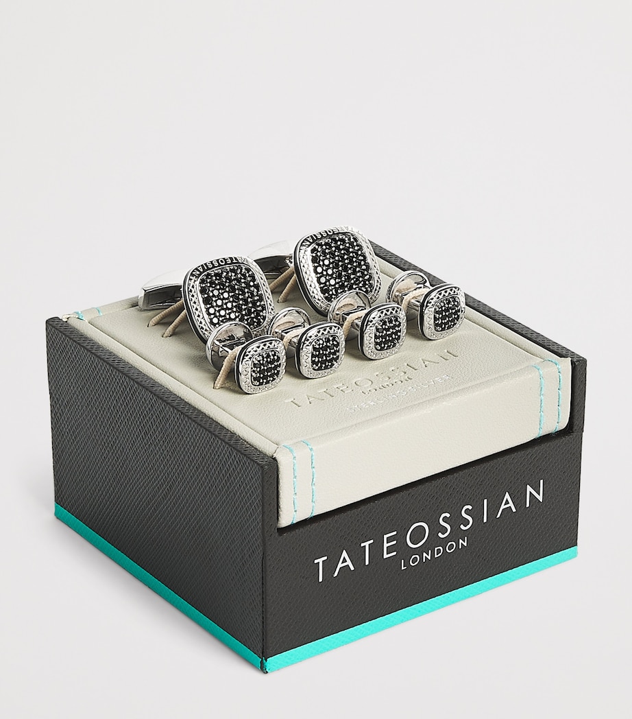 Sterling Silver Signature Cufflinks and Dress Shirt Studs BLACK Image 3