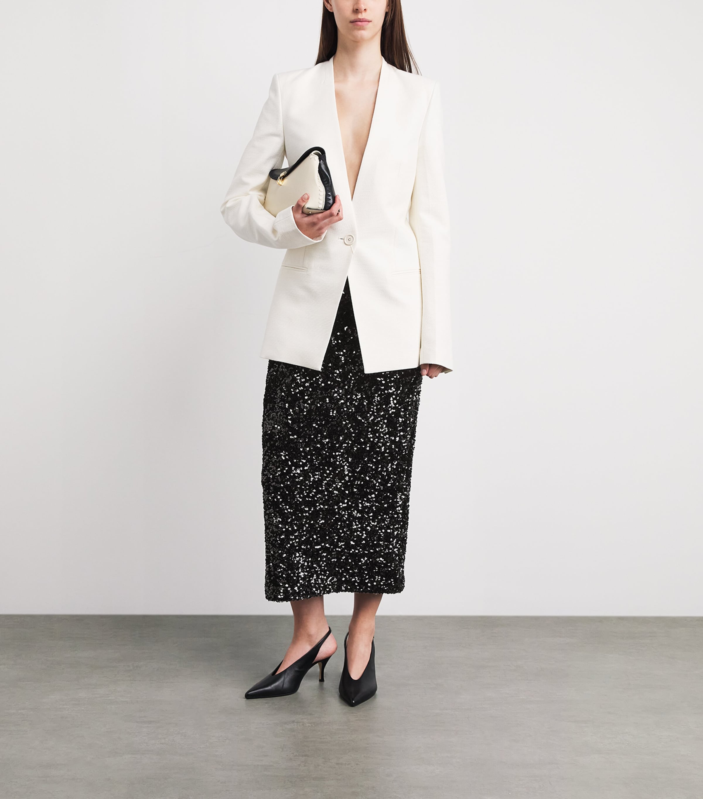 Vince Womens Sequinned Column Midi Skirt Image 2