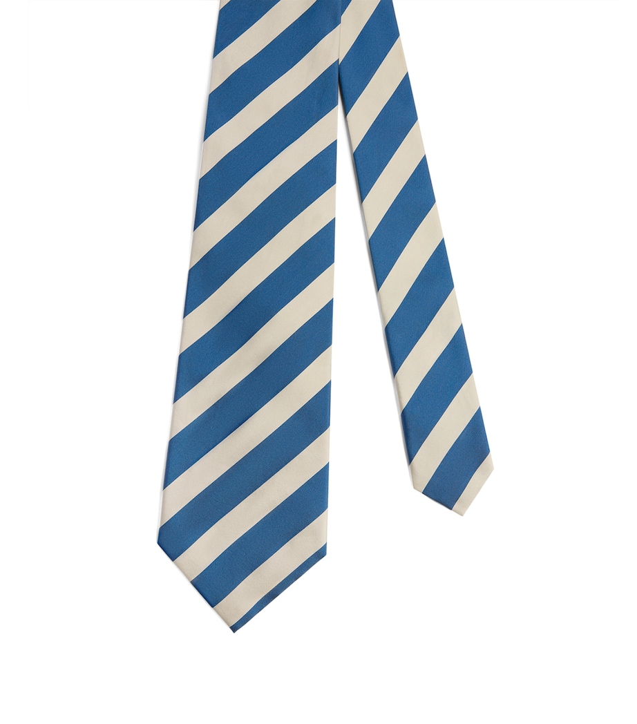 Dunhill Mulberry Silk Stripe Tie Blue Image 1