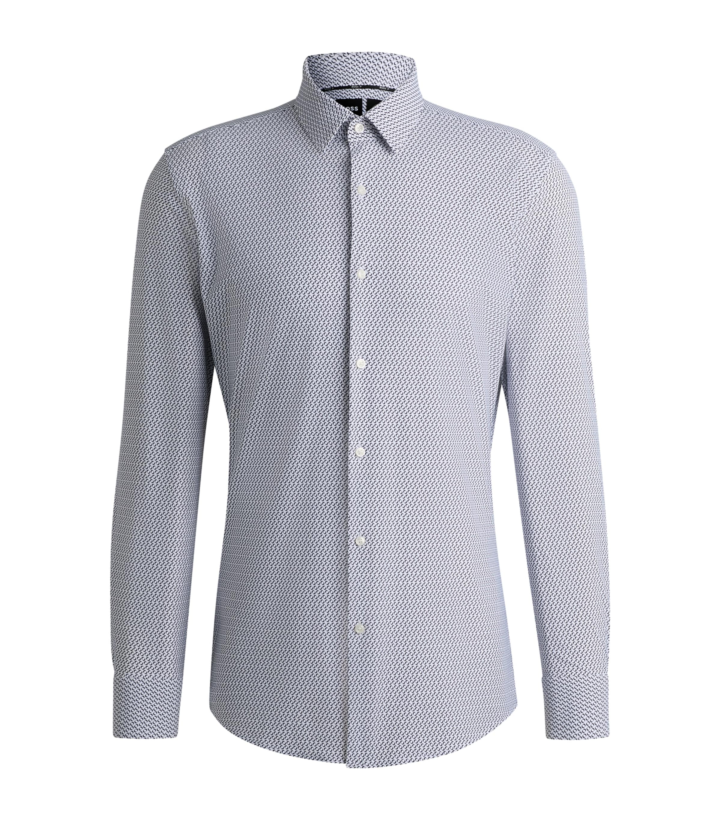 Hugo Boss Performance-stretch Jersey Printed Shirt In Blue