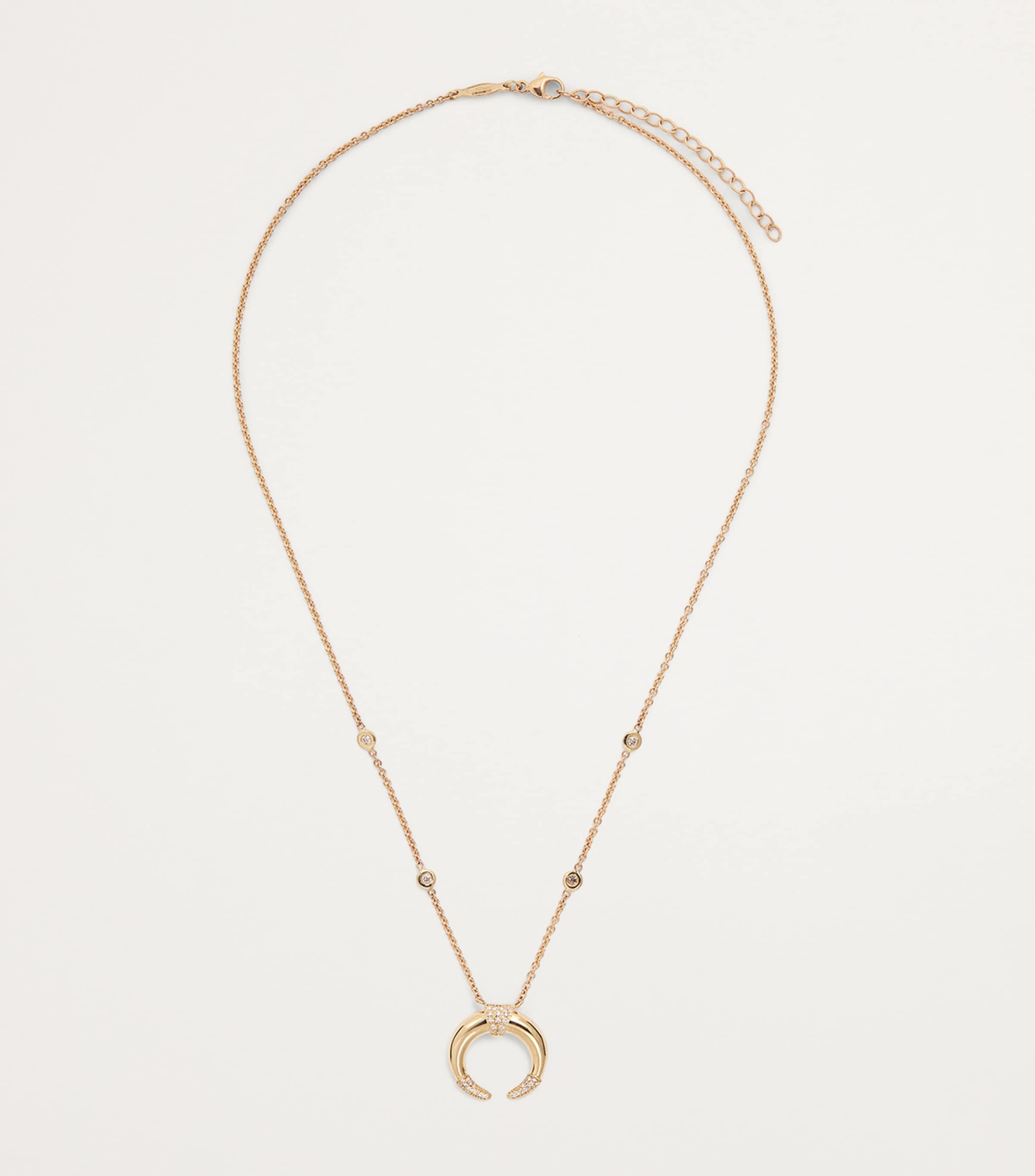 Yellow Gold and Diamond Double Horn Necklace YELLOW GOLD Image 3