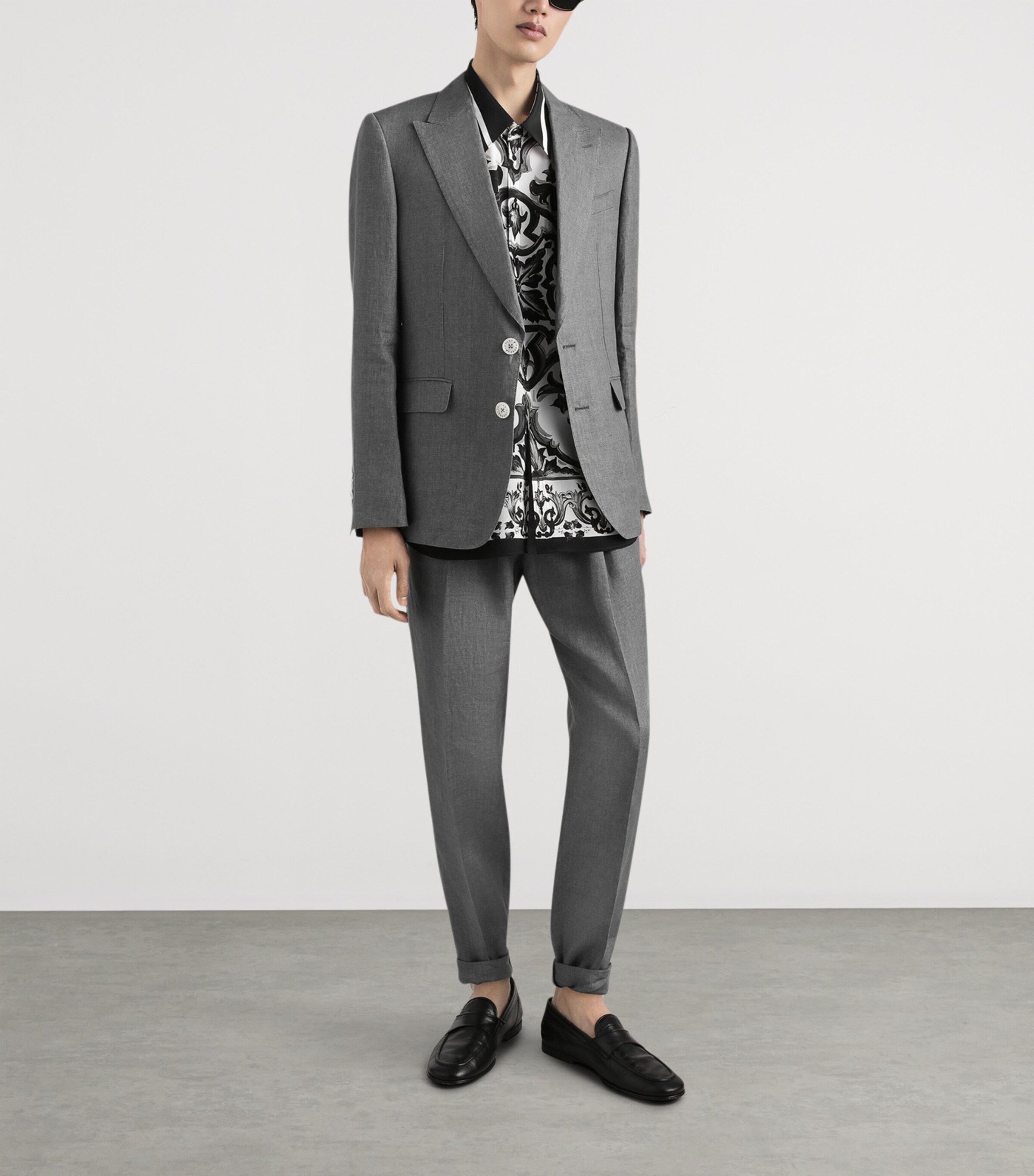 Linen Single-Breasted Blazer N0701-LIGHT GREY 7 Image 2