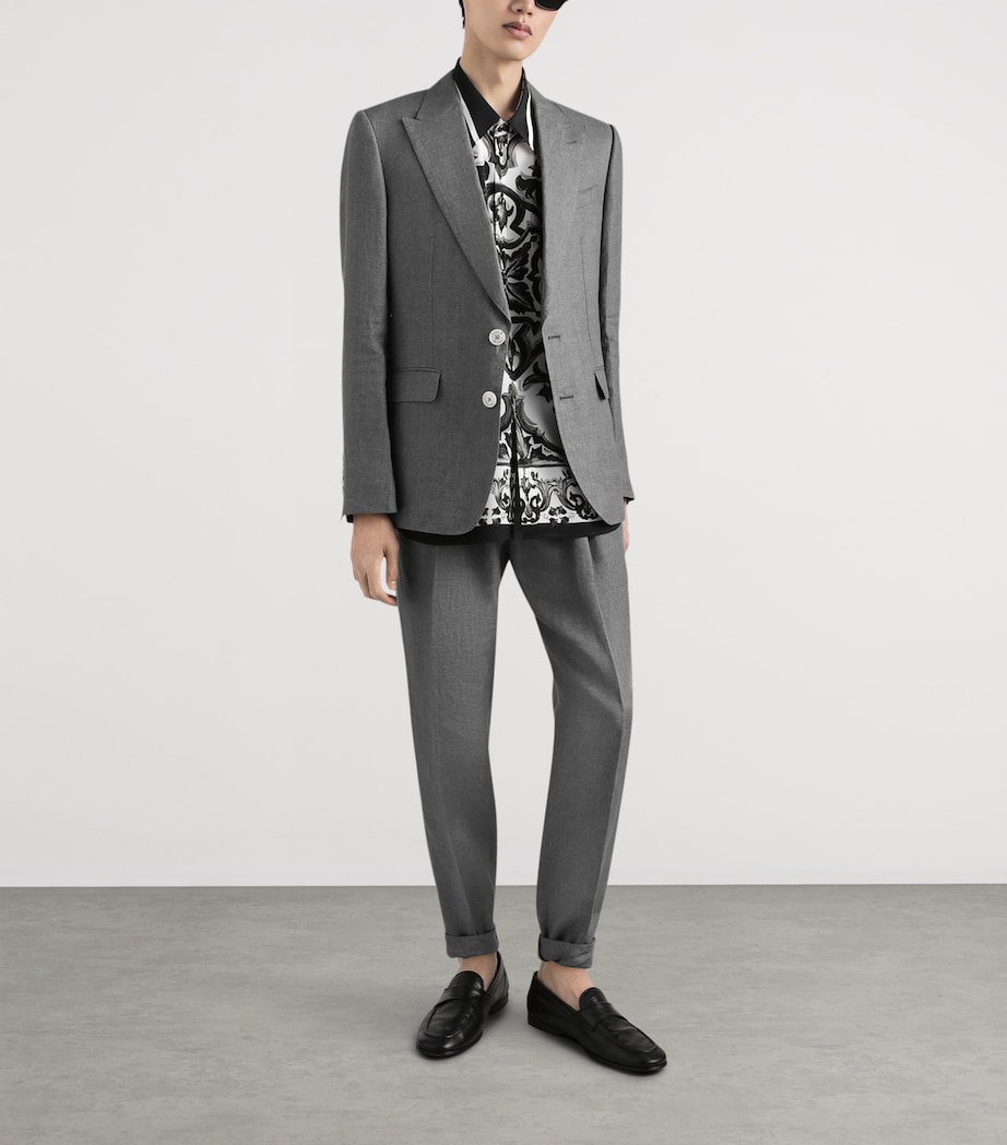 Linen Single-Breasted Blazer N0701-LIGHT GREY 7 Image 2