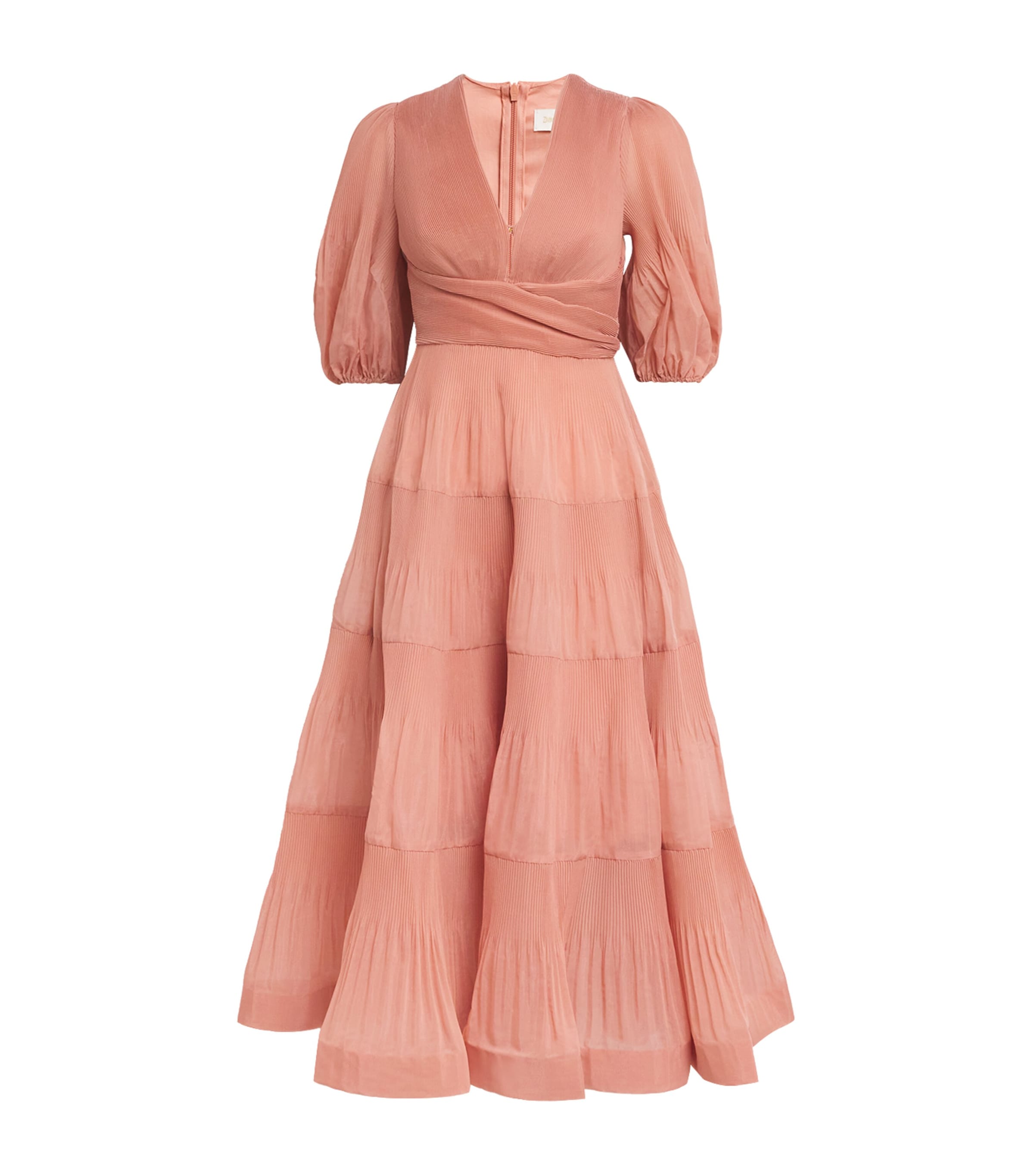 【Zimmermann】Ruffled pleated midi dress Ruffled pleated midi dress in pink - Zimmermann | Mytheresa