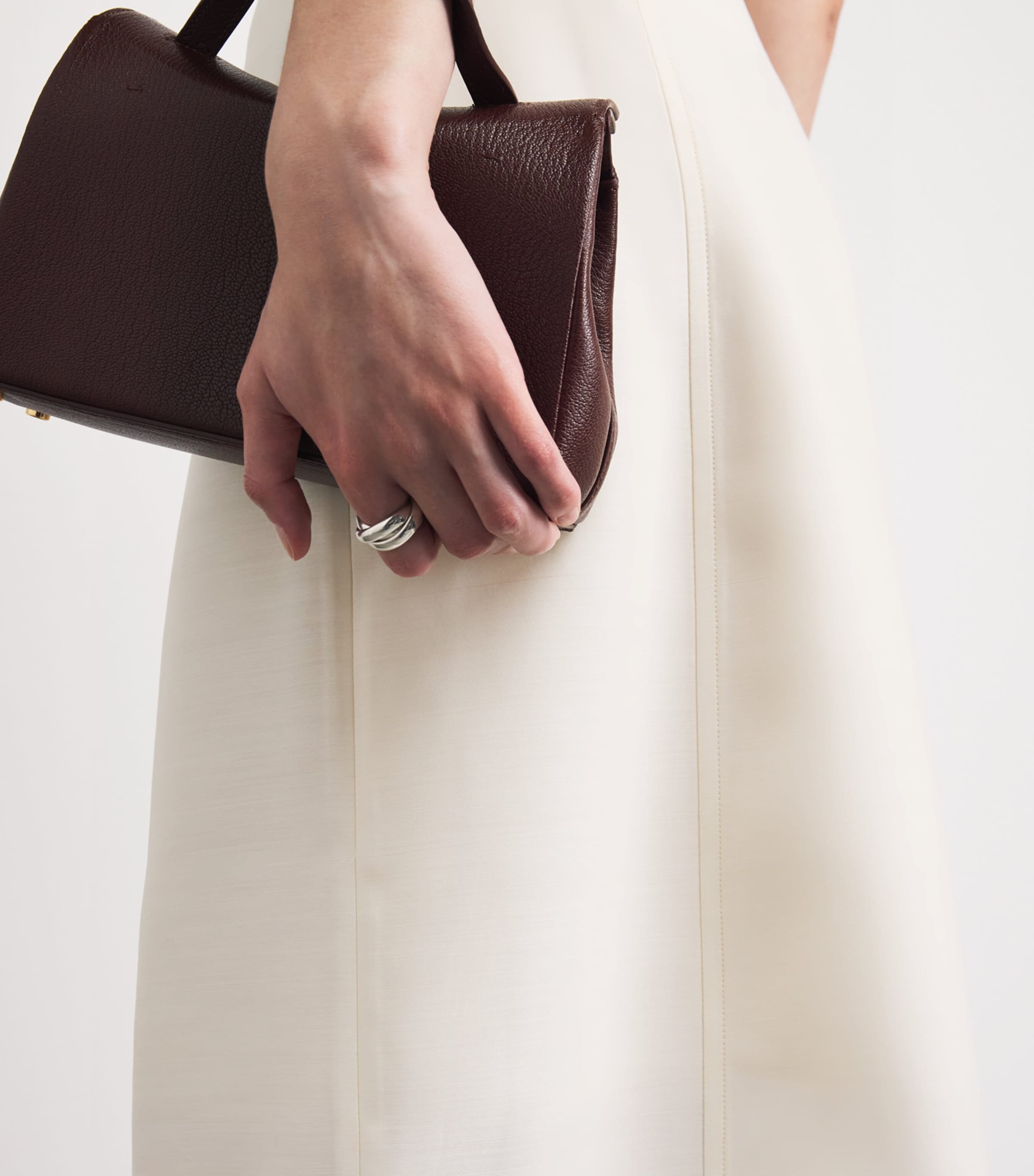 BITE Studios Womens Sharp A-Line Midi Skirt Off White Image 3