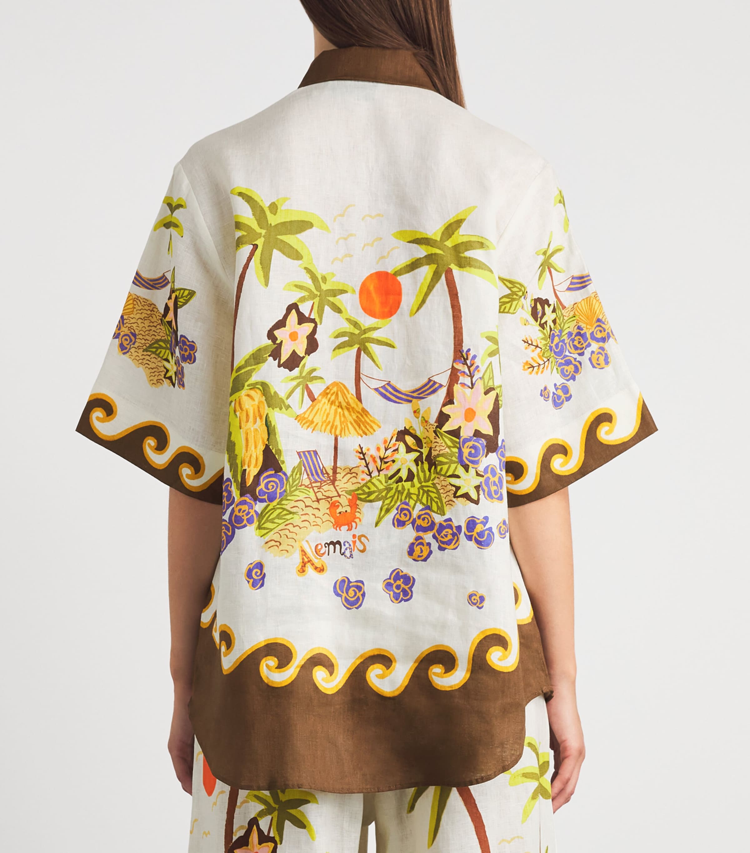 ALEMAIS Womens Linen Island Cove Shirt Cream Image 5