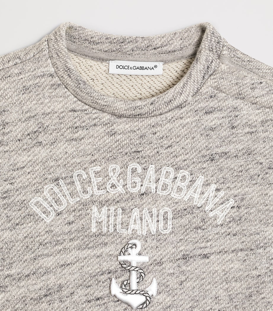 Dolce&Gabbana Kids Cotton Logo Sweatshirt (3-30 Months) Melange Grey Image 3