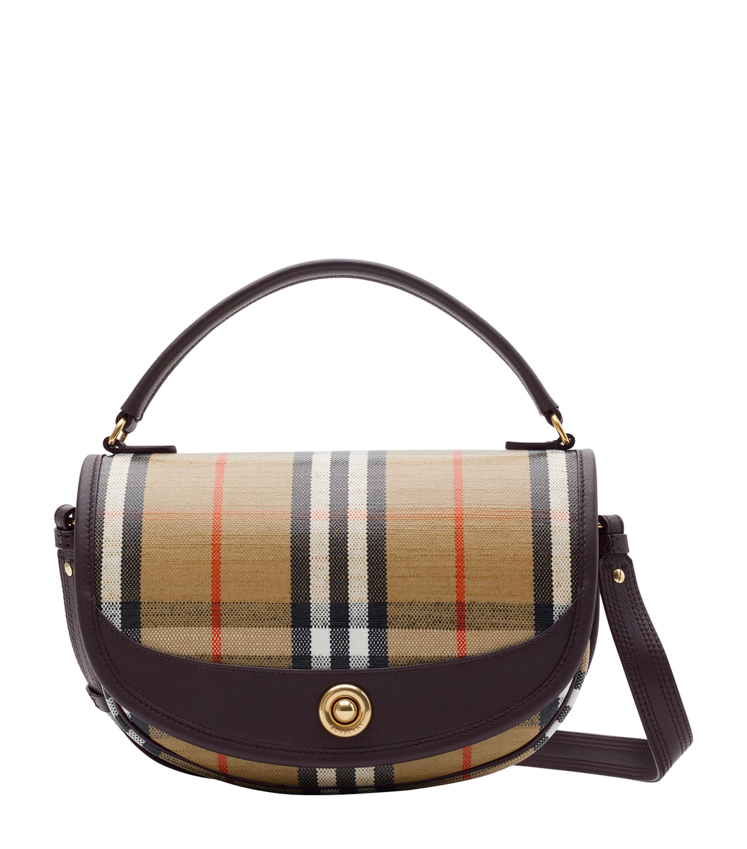 Burberry Check Motif Crossbody Handbag With Removable Strap In Nude