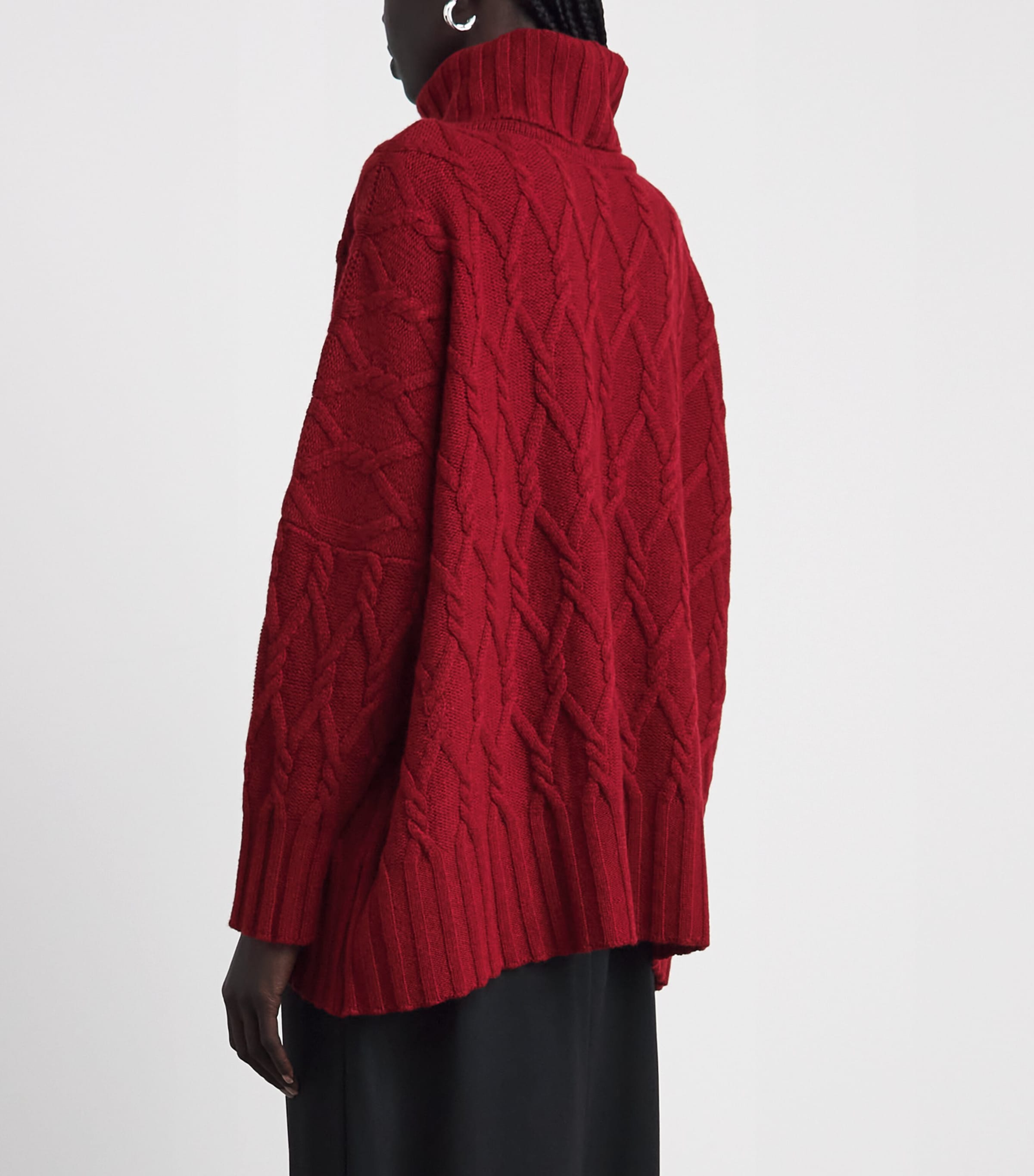 Eskandar Womens Cashmere Cable-Knit Rollneck Sweater Red Image 5