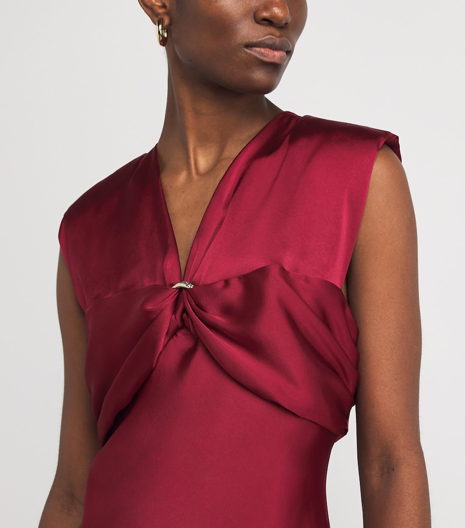 Satin V-Neck Maxi Dress BORDEAUX Image 4