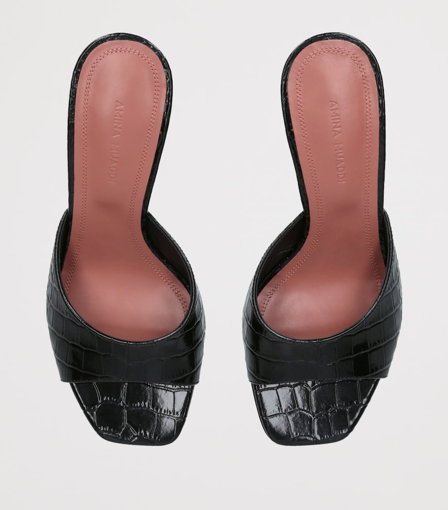 Amina Muaddi Croc-Embossed Leather Lupita Mules 70 Black Image 4