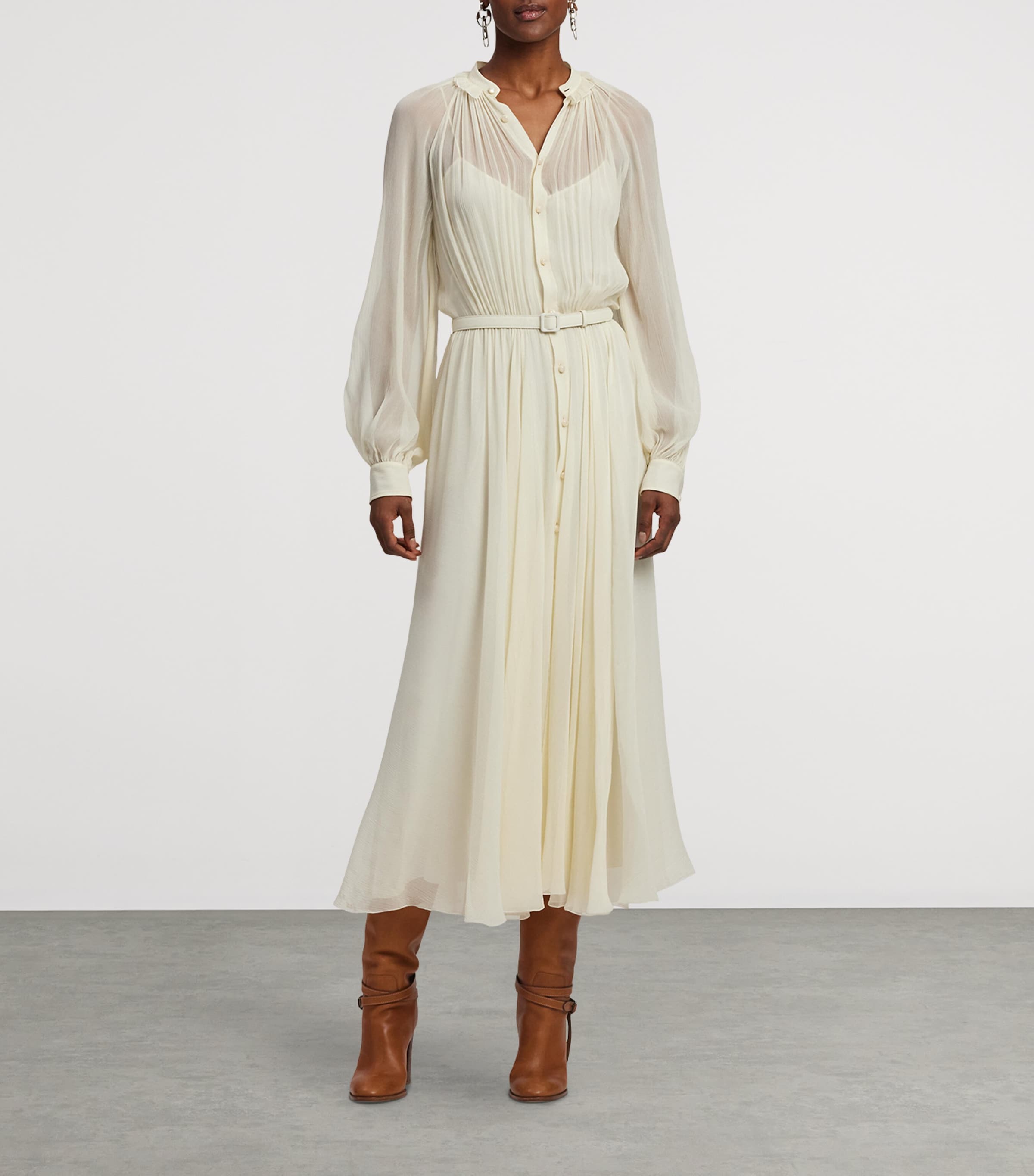 Mulberry Silk Grantly Midi Shirt Dress LUX CREAM Image 11
