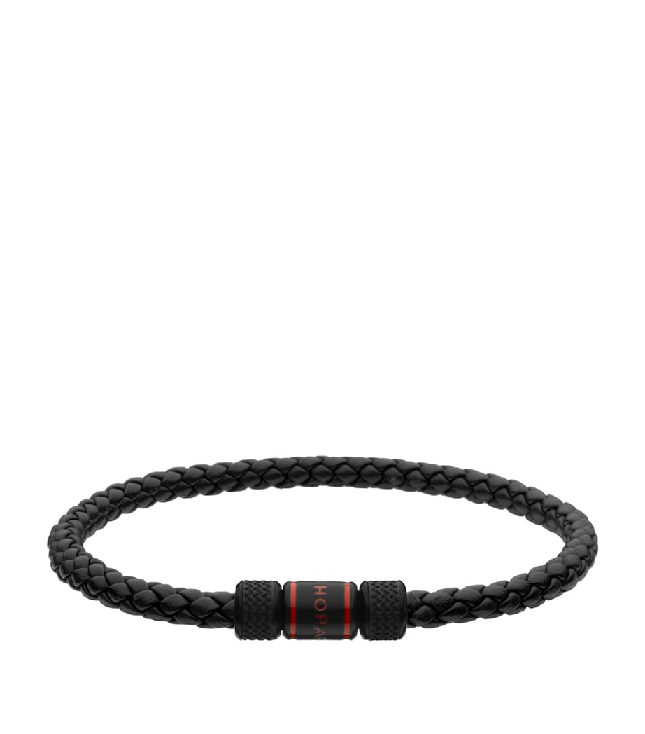 Leather and Brass Classic Racing Bracelet BLACK Image 1