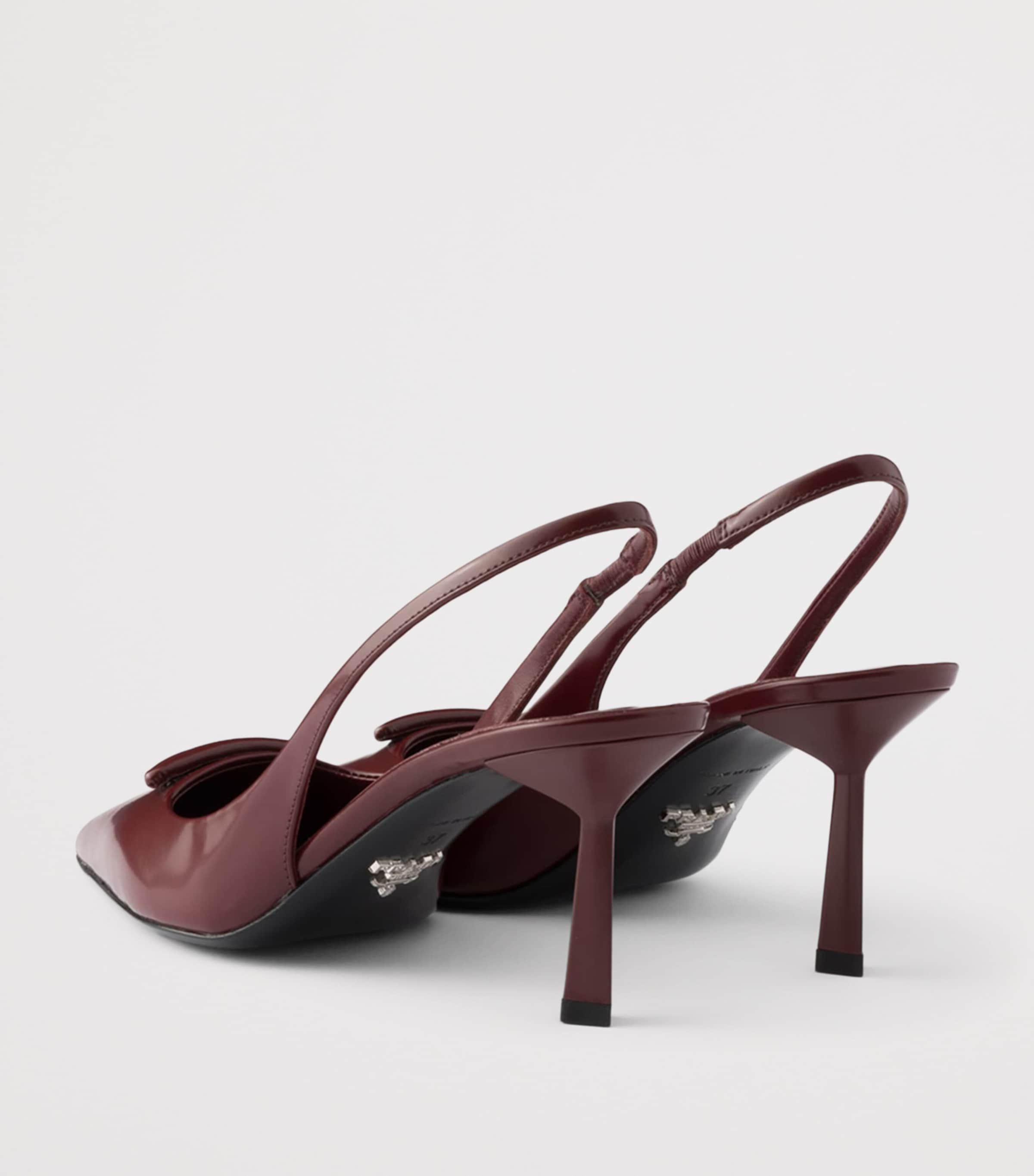 Prada Brushed Leather Slingback Pumps 75 Red Image 4