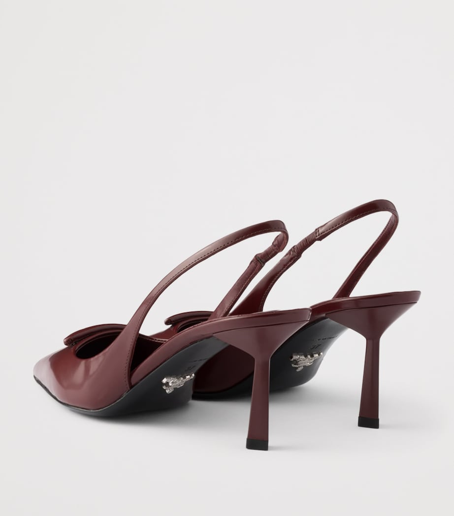 Prada Brushed Leather Slingback Pumps 75 Red Image 4