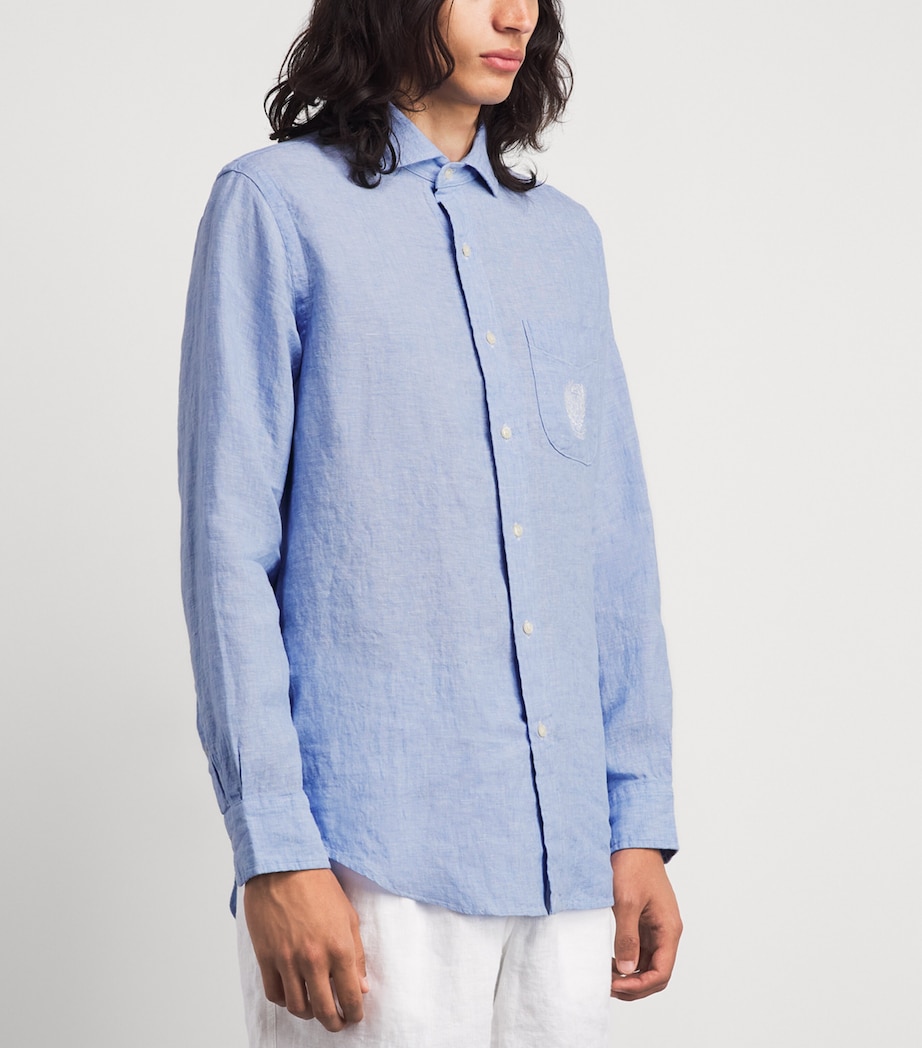 Polo Ralph Lauren Mens x Wimbledon Linen Shirt Office Blu Wht Image 4