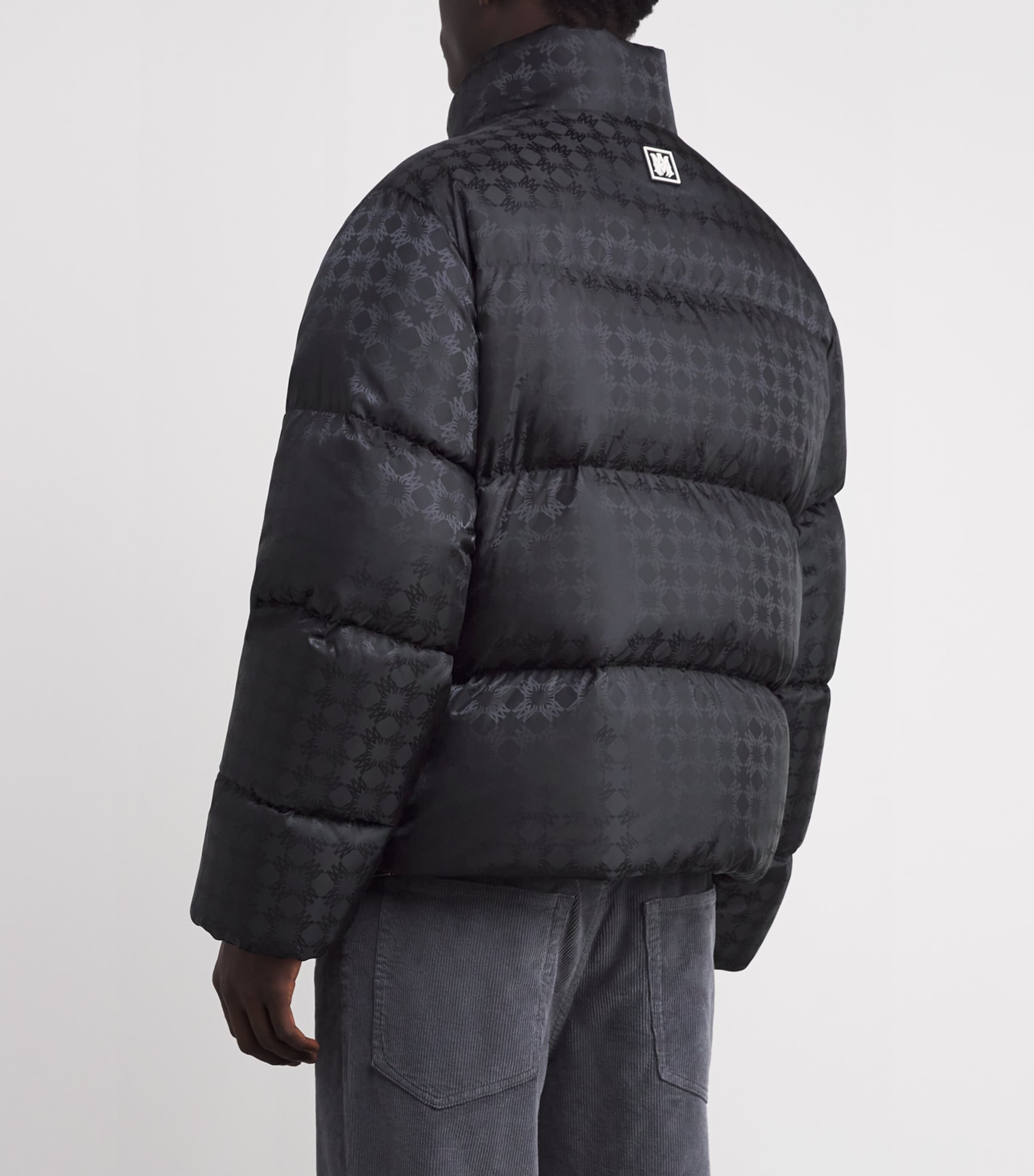 Down Jacquard Logo Puffer Jacket BLACK Image 4