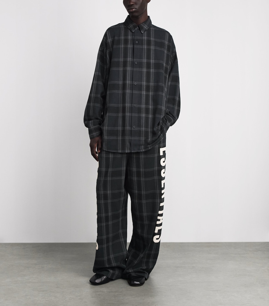 FEAR OF GOD ESSENTIALS Mens Flannel Check Lounge Trousers Vintage Blk Pld Image 2