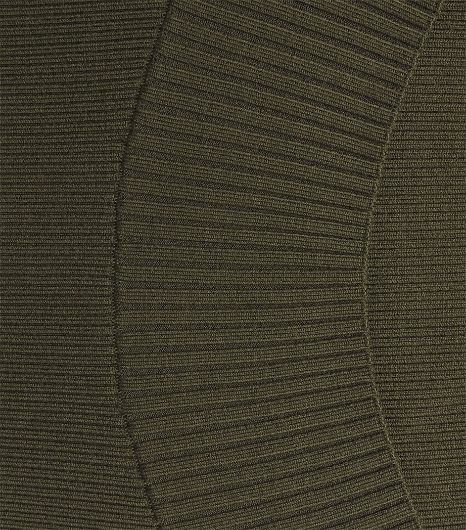 Victoria Beckham Womens Merino Wool-Blend Ribbed Midi Skirt Green Image 6