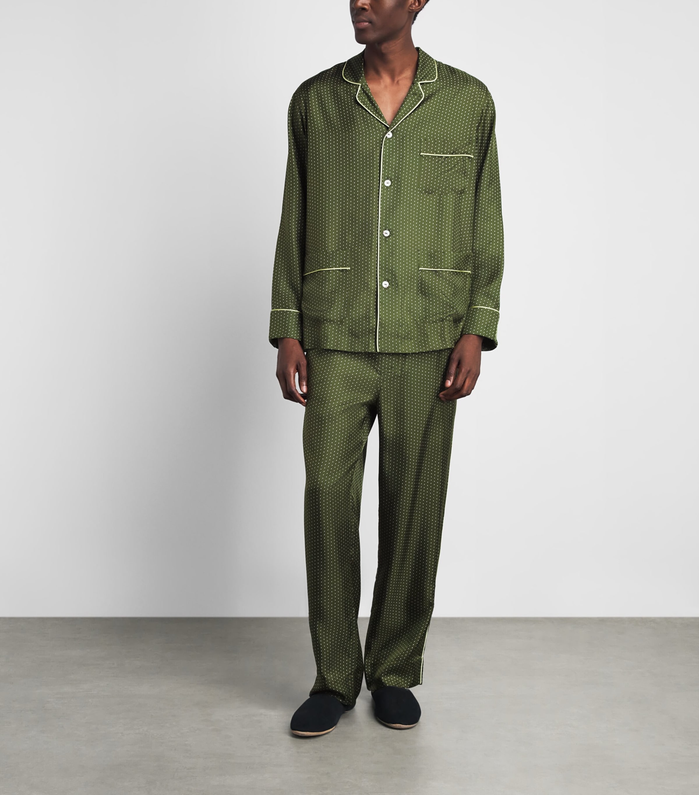 Olivia von Halle Mens Silk Twill Polka Dot Laurent Pyjama Set Dorian Image 2