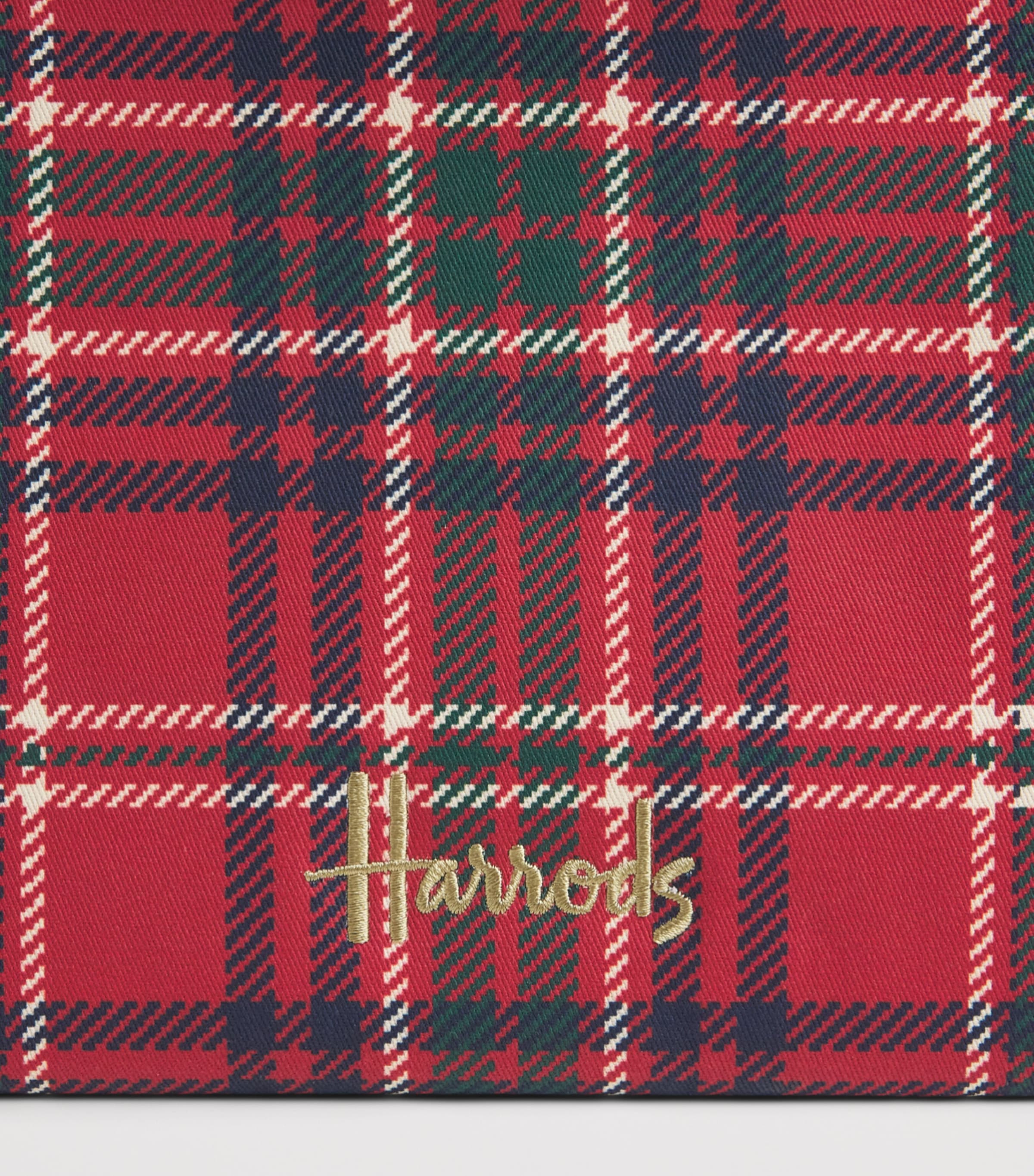 Harrods Small Tartan Tote Bag Red Image 6