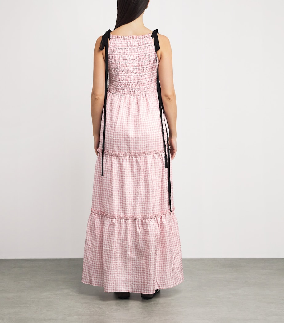 Smocked Check Maxi Dress 038 BLEACHED MAUVE Image 4