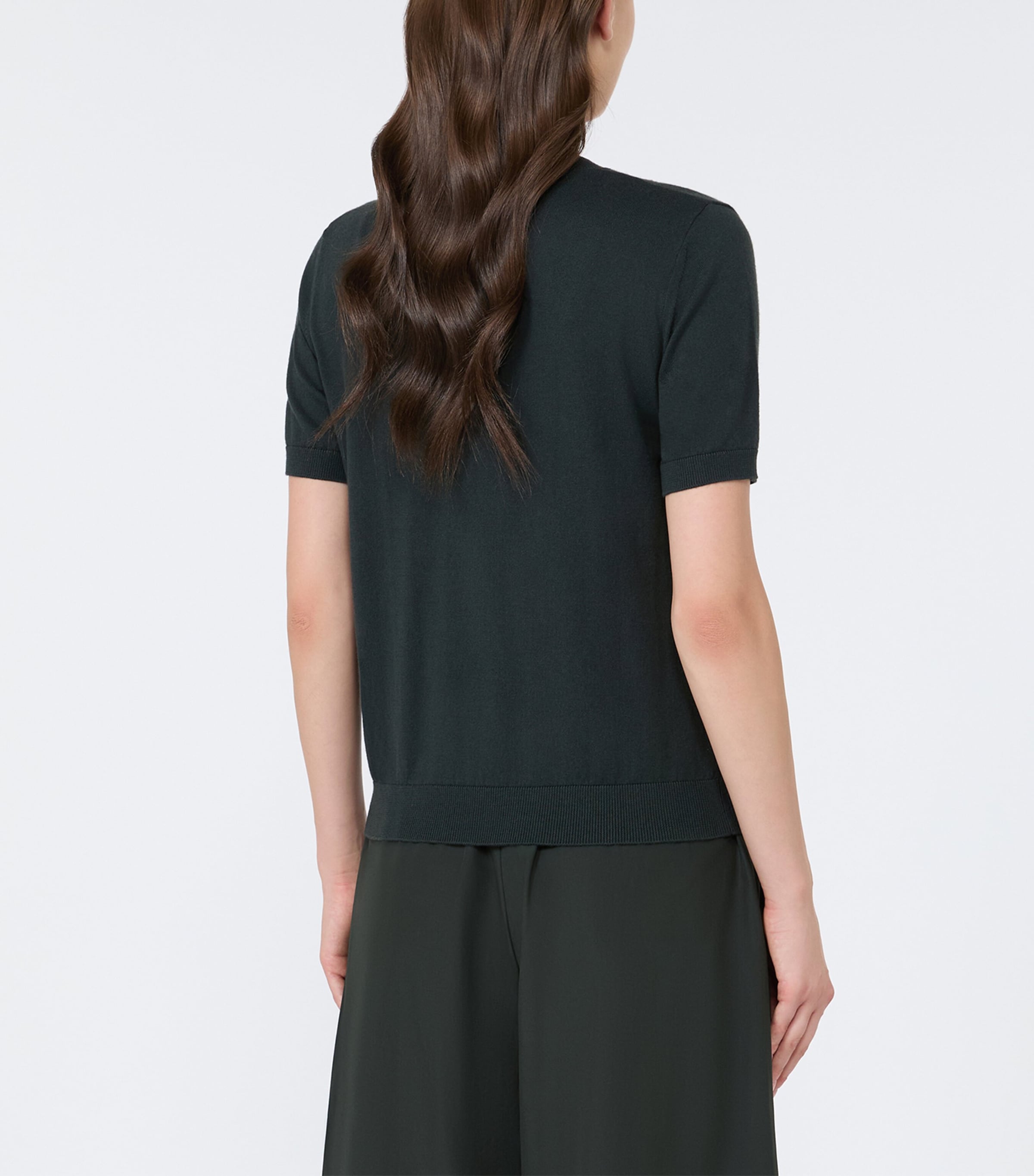 Max Mara Womens Cashmere-Blend Knitted T-Shirt Dark Green Image 4