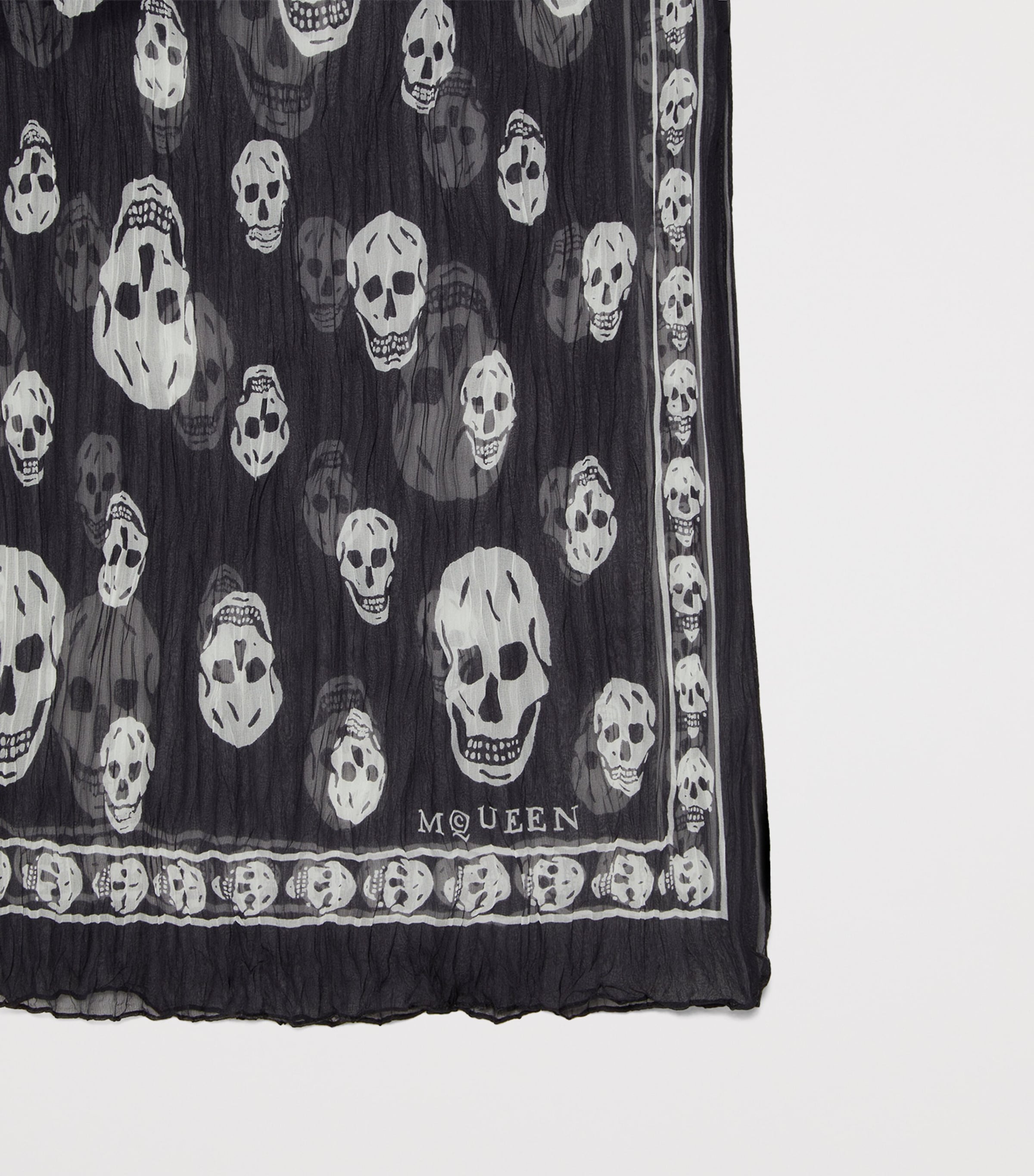 McQueen Silk Pleated Skull Scarf Image 2