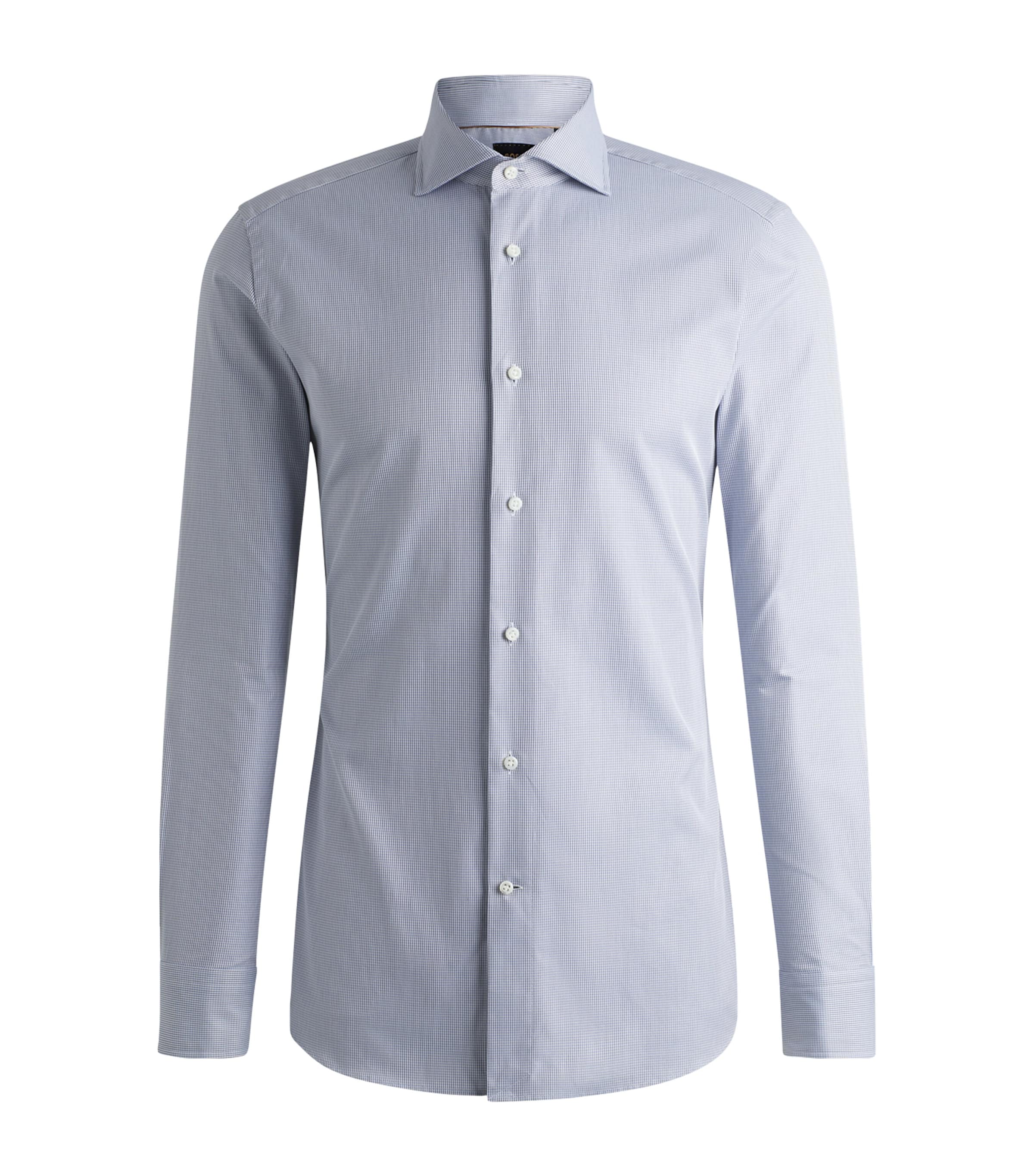 Hugo Boss Regular-fit Shirt In Structured Performance-stretch Fabric In Blue