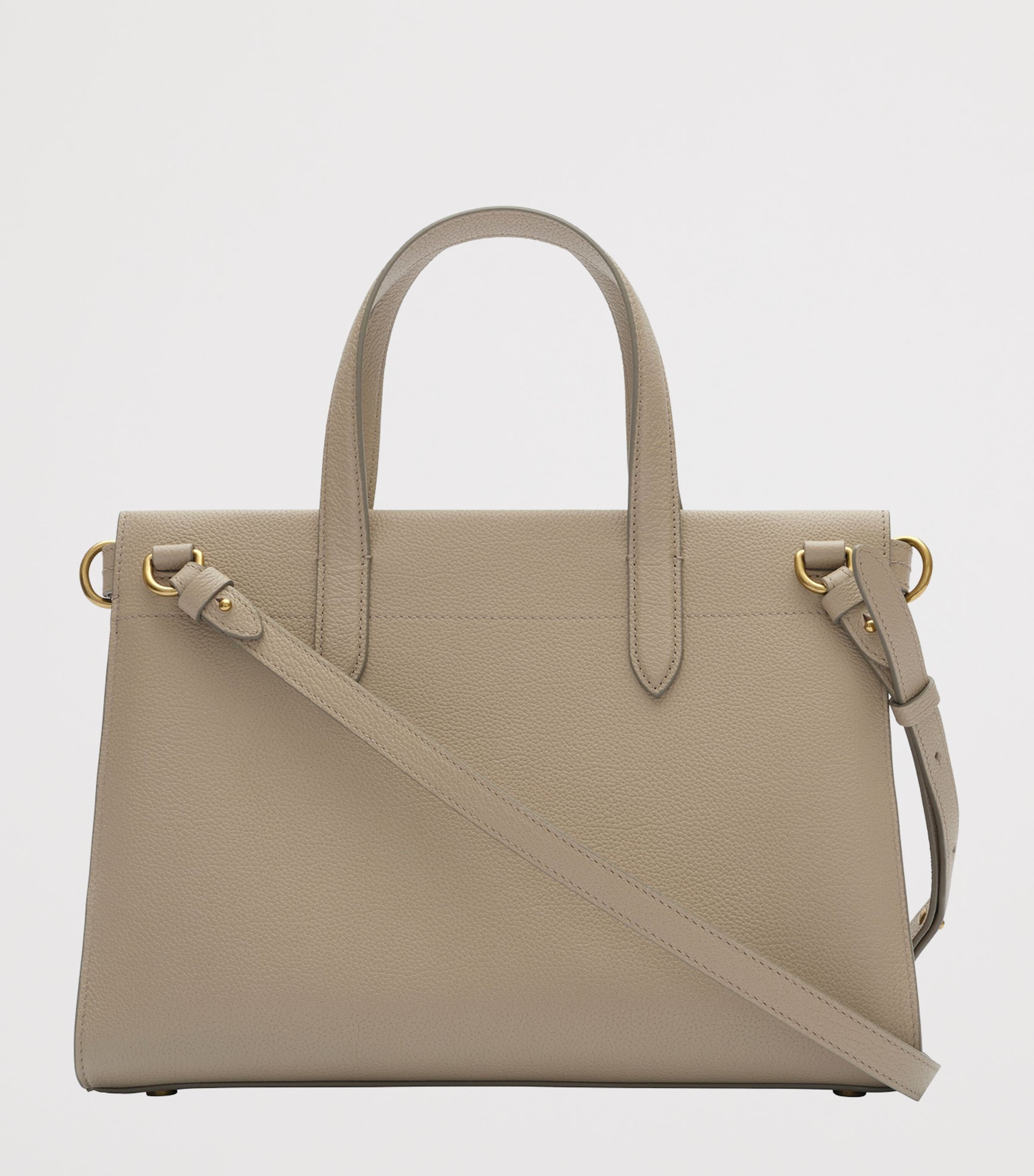 Burberry Womens Small Leather Cotswolds Check Tote Bag Mushroom Image 5