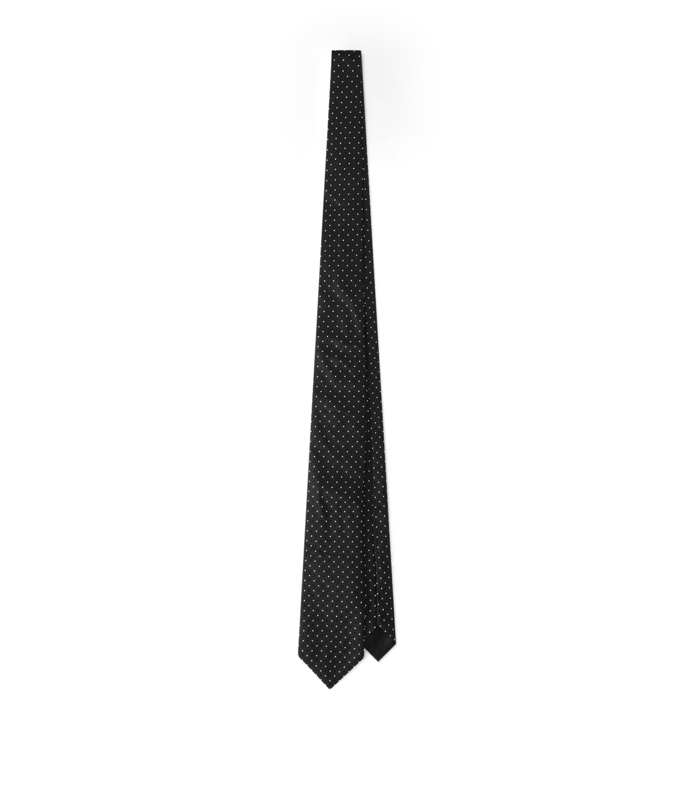 Silk Polka-Dot Tie N0000-BLACK Image 1