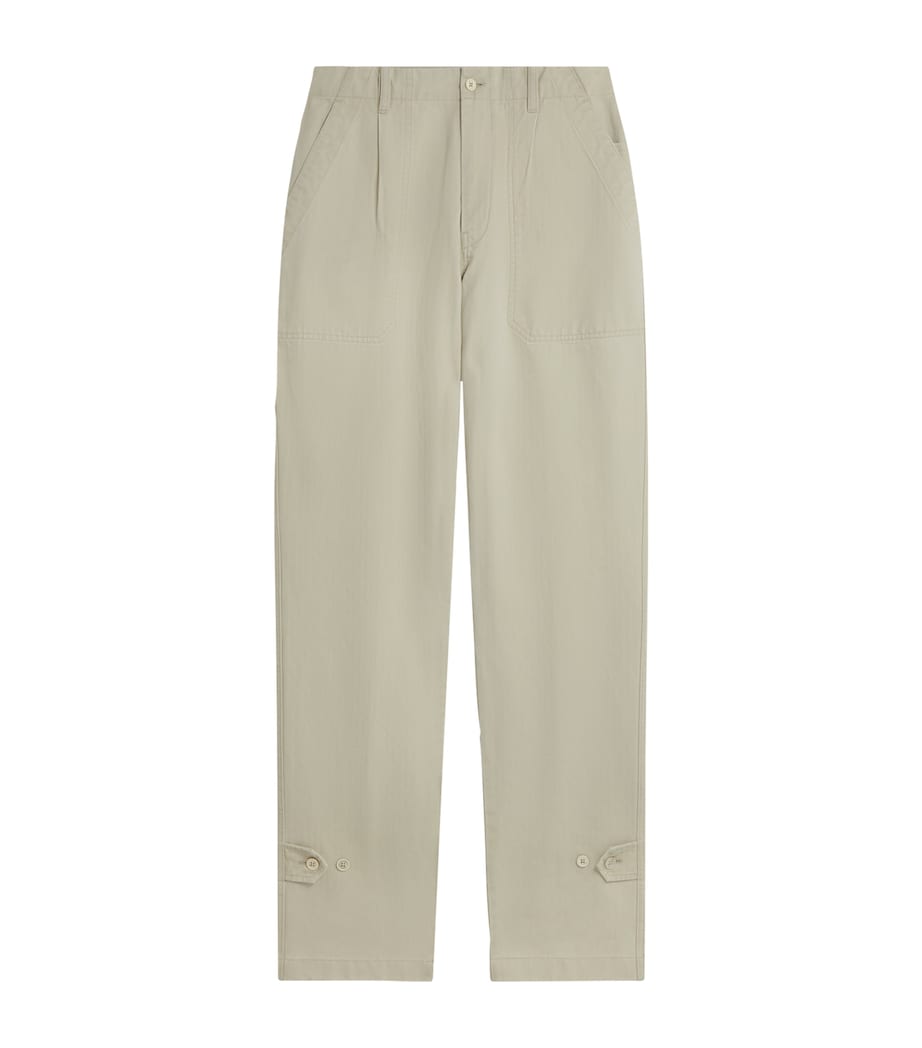 Cotton Micro-Herringbone Single-Pleat Tapered Chinos 270STONE Image 1