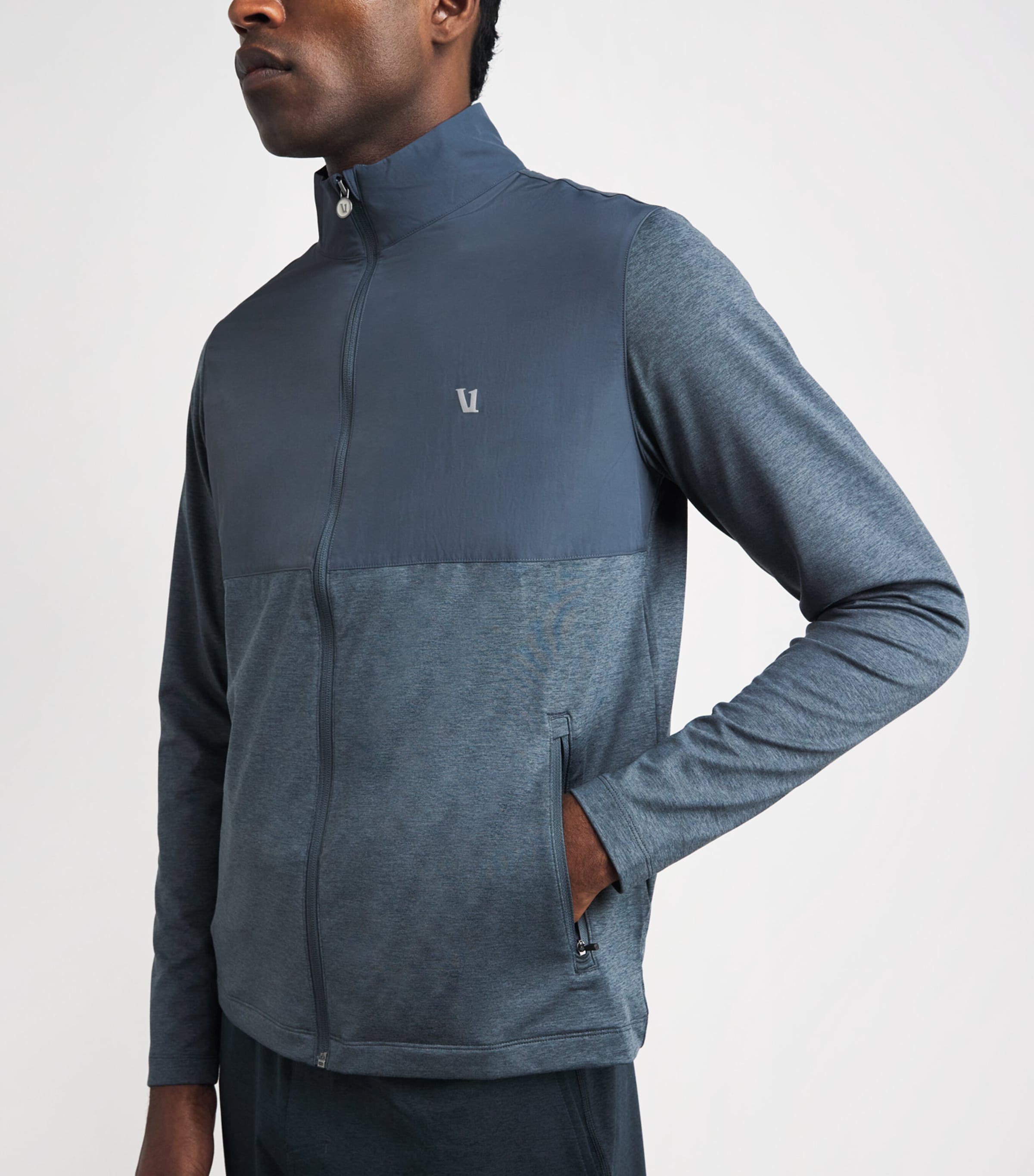 VUORI Mens Sunday Element Jacket Beh Blue Sea Heather Image 3