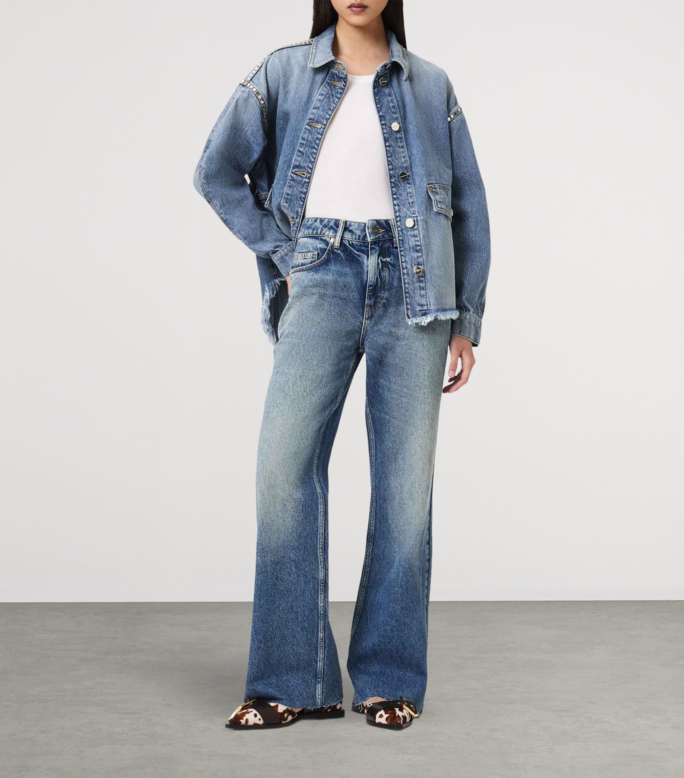 AllSaints Womens Ember Flared Jeans Vintage Indigo Image 7