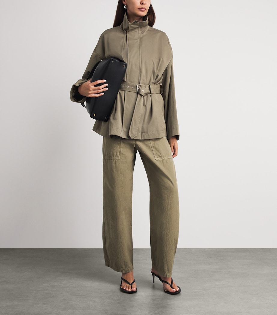 FRAME Womens The Field Short Trench Coat Army Image 2