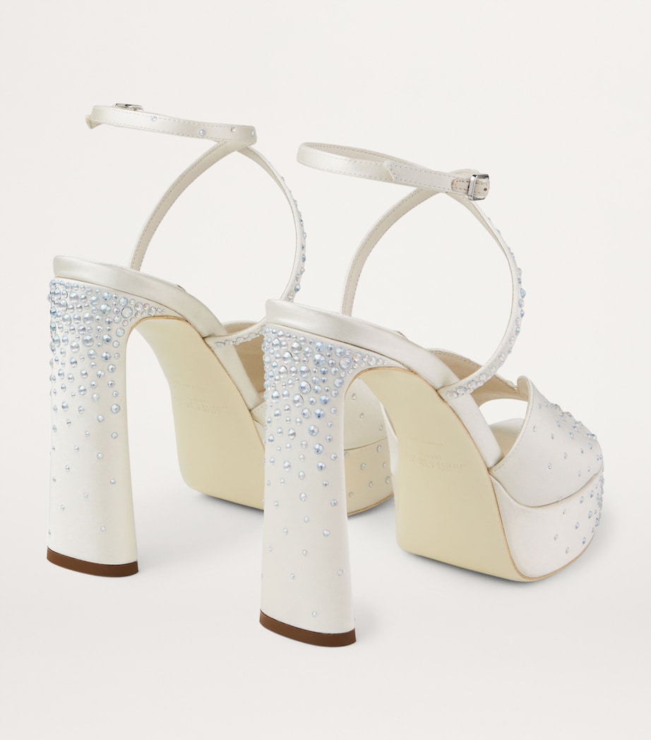 Karli 125 Satin Platform Sandals IVORY/CRYSTAL Image 4