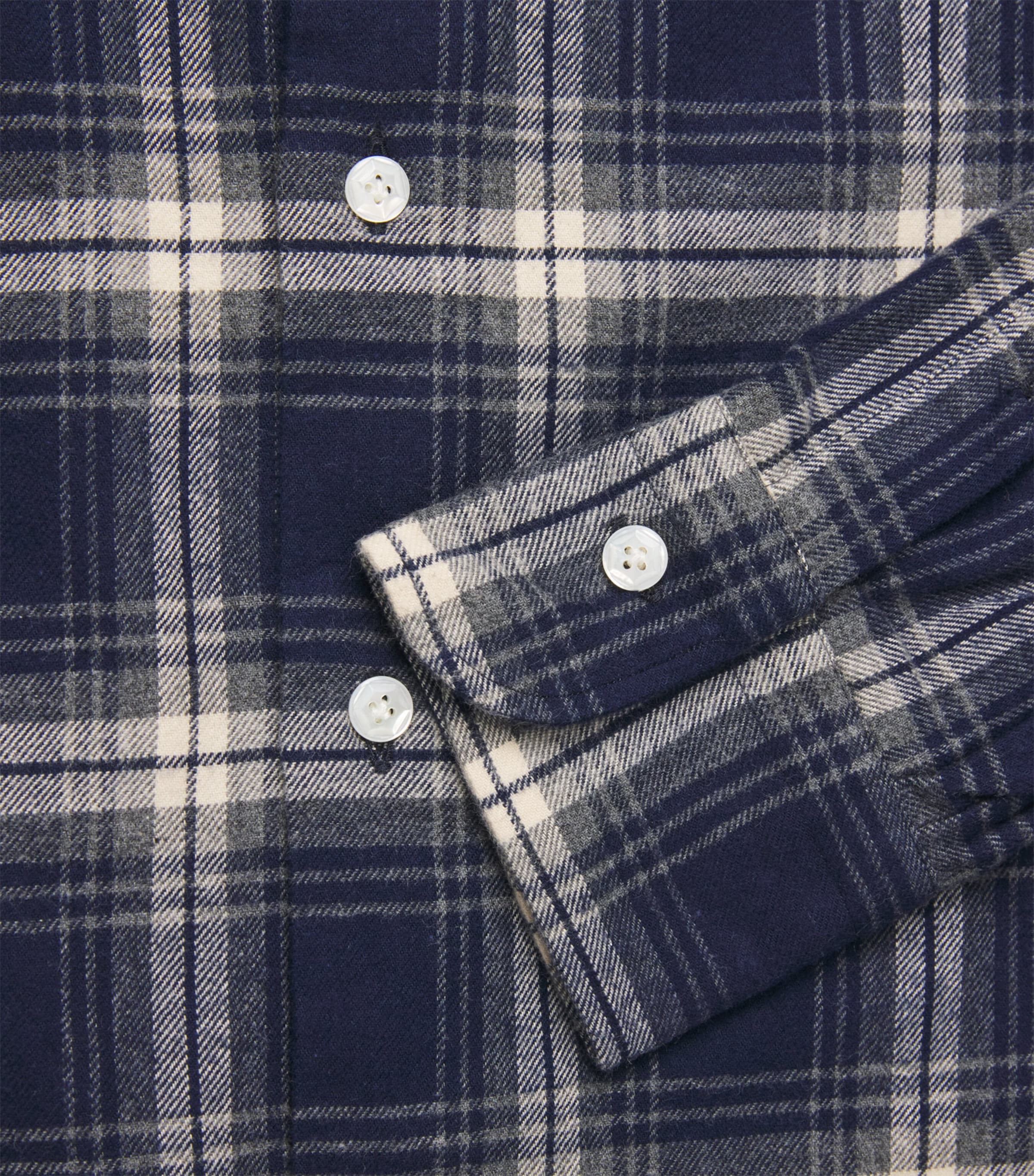 Barba Napoli Mens Cotton Check Shirt Navy Image 6