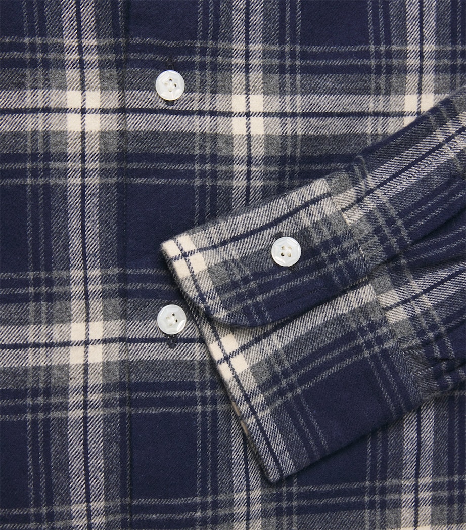 Barba Napoli Mens Cotton Check Shirt Navy Image 6