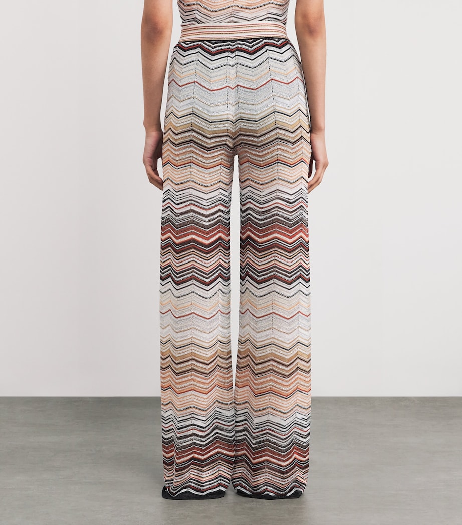 Sequinned Zigzag Wide-Leg Trousers SM9ZV RED/BEIGE TONE Image 4